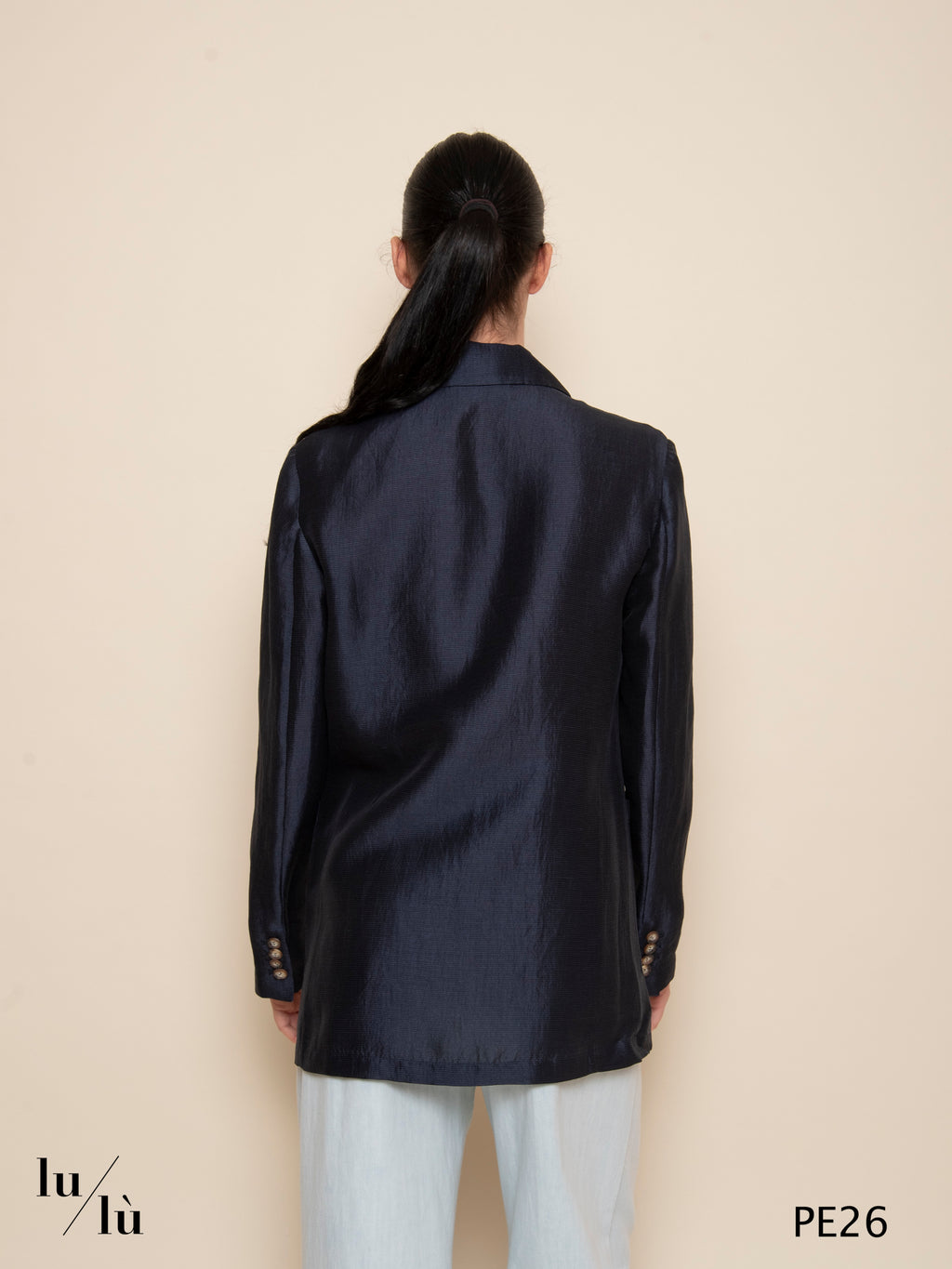 Almandino - Giacca blazer doppiopetto oversize in viscosa, lino e seta
