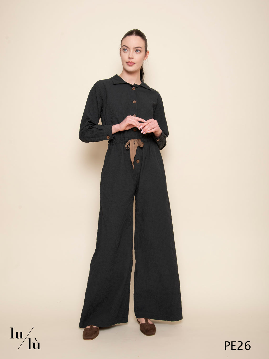 Lapislazzuli - Tuta lunga in cotone seersucker donna