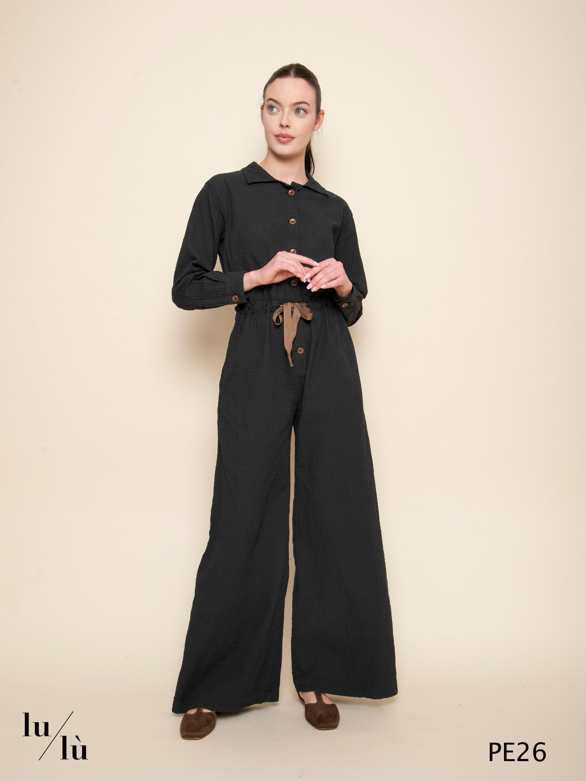 Lapislazzuli - Tuta lunga in cotone seersucker donna