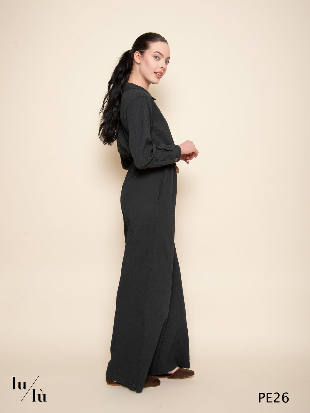 Lapislazzuli - Tuta lunga in cotone seersucker donna
