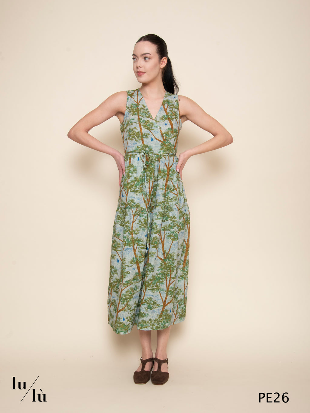 Zircone - Abito donna midi stampato con cintura