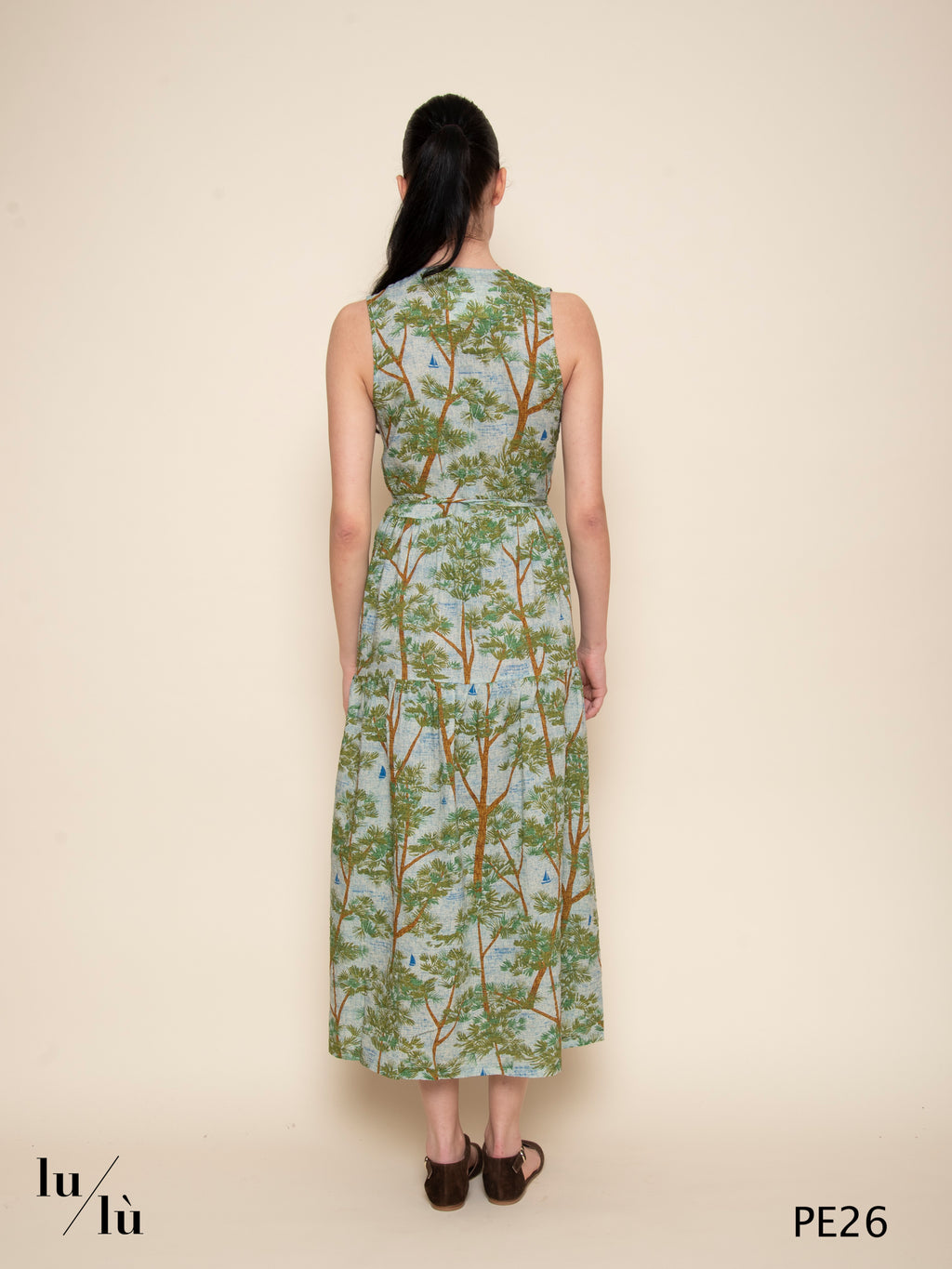 Zircone - Abito donna midi stampato con cintura