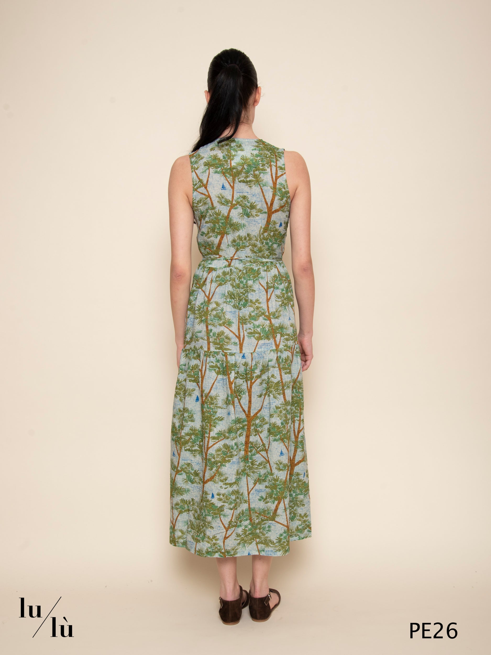Zircone - Abito donna midi stampato con cintura