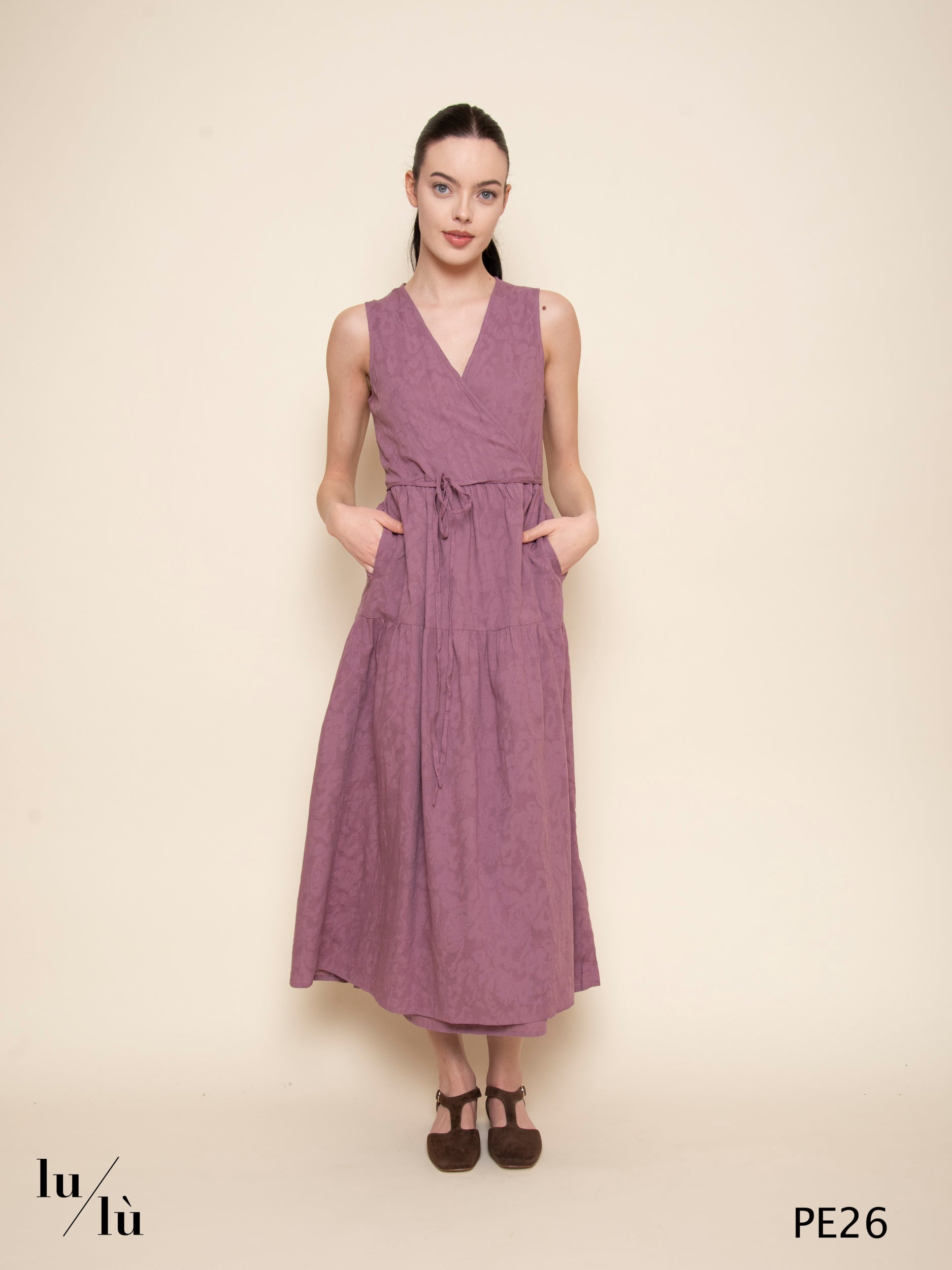 Rodonite - Abito donna midi jacquard in cotone floreale
