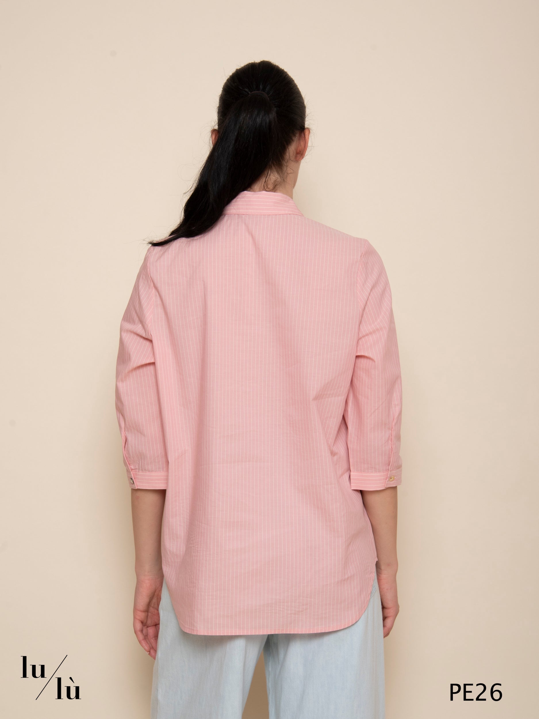 Diaspro - Camicia a righe in puro cotone con bottoni in madreperla