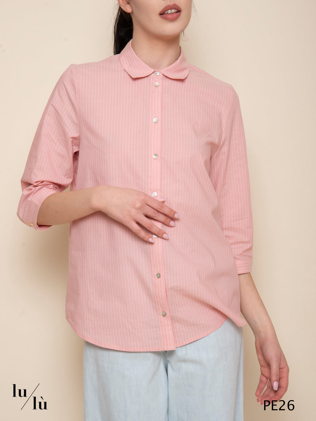 Diaspro - Camicia a righe in puro cotone con bottoni in madreperla