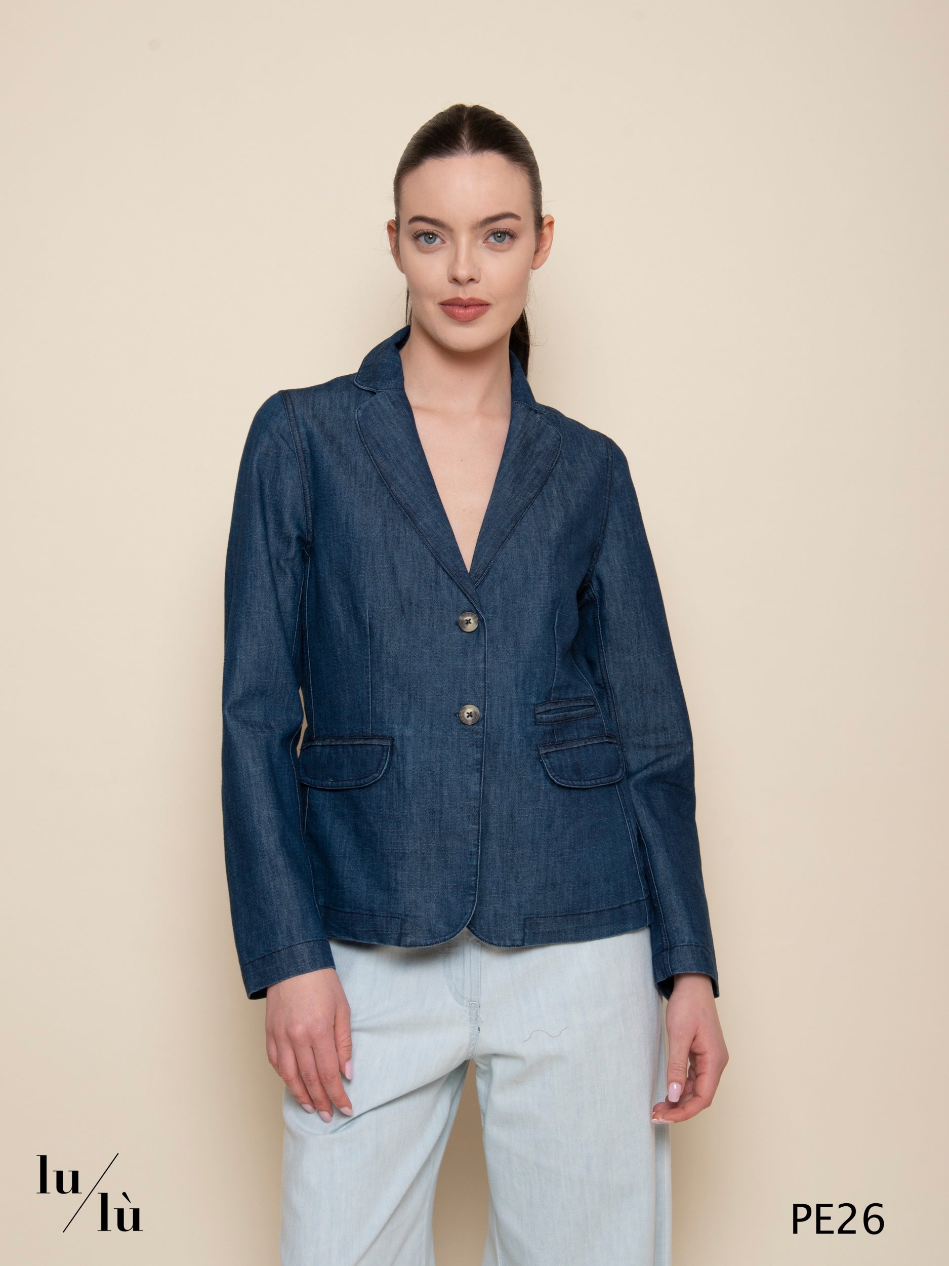 Sakura - Blazer denim in cotone sostenibile con tasche
