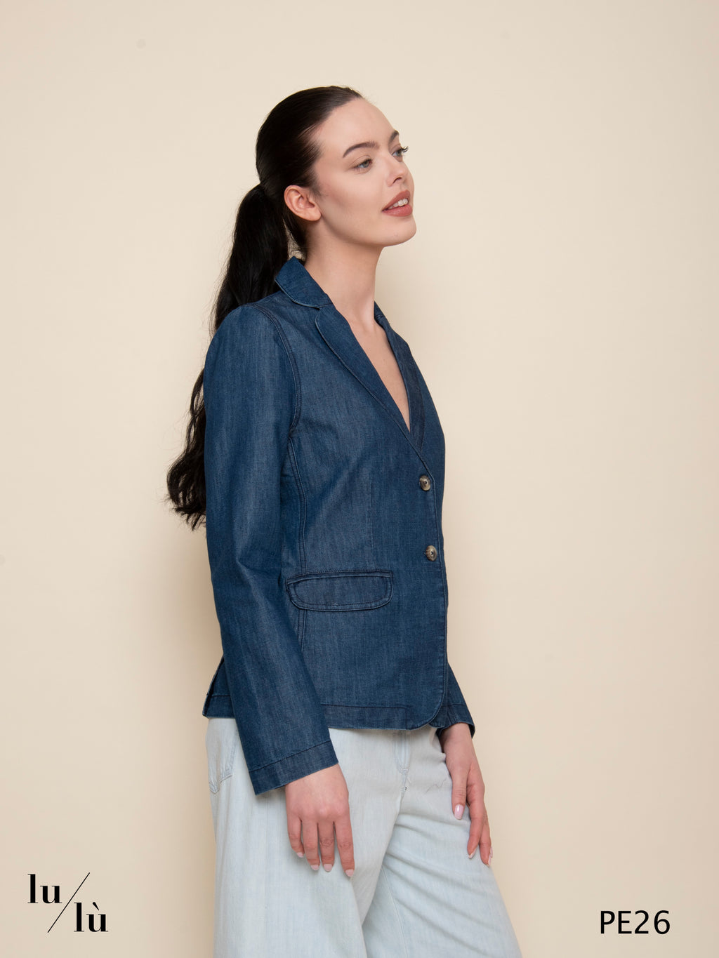 Sakura - Blazer denim in cotone sostenibile con tasche