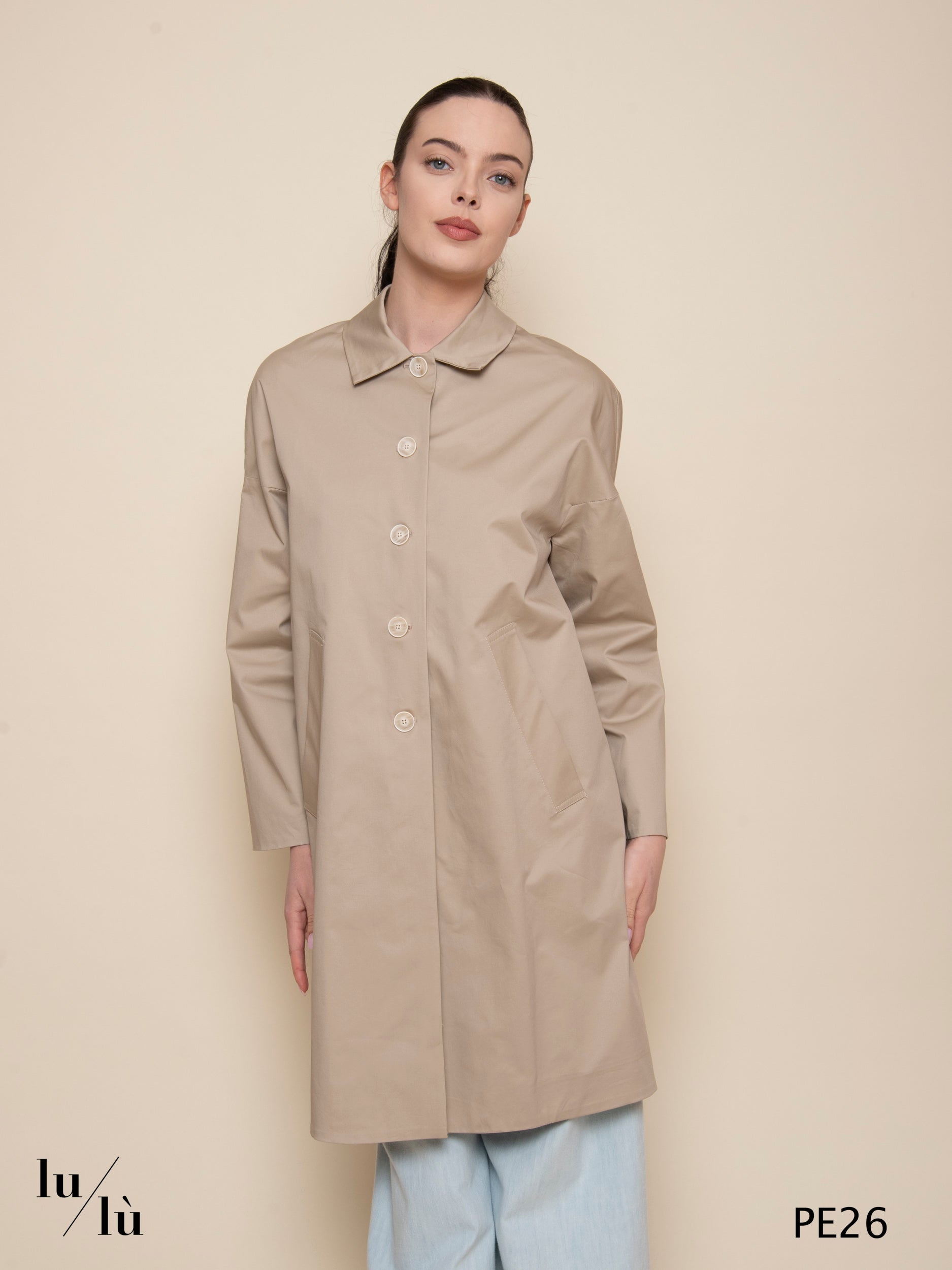 Haruki - Trench donna in cotone elasticizzato con fodera