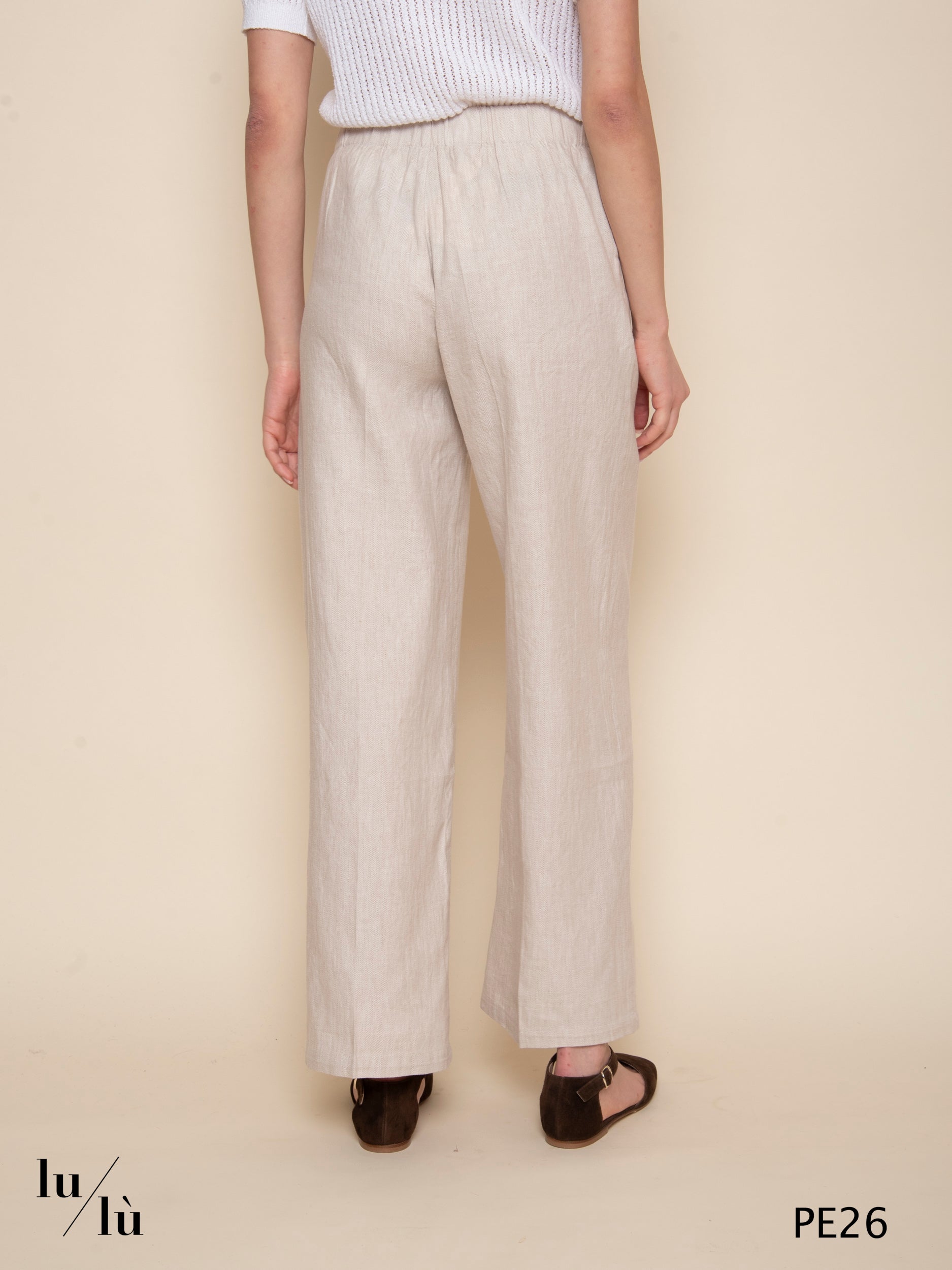 Misaki - Pantalone in lino e cotone jacquard spigato
