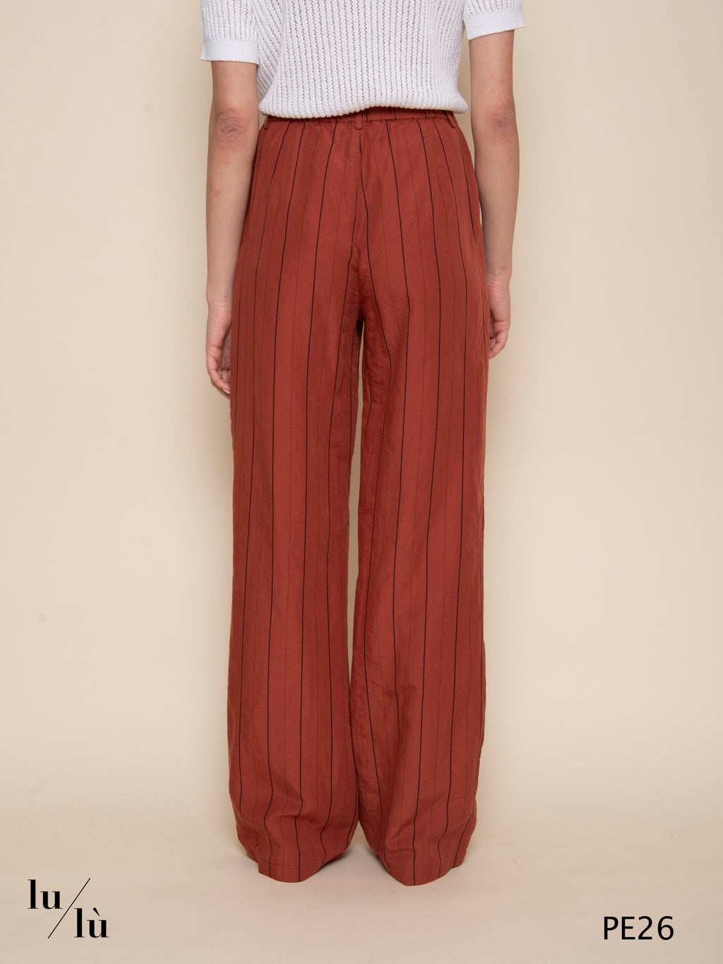 Kaede - Pantalone ampio Tencel e lino rigato