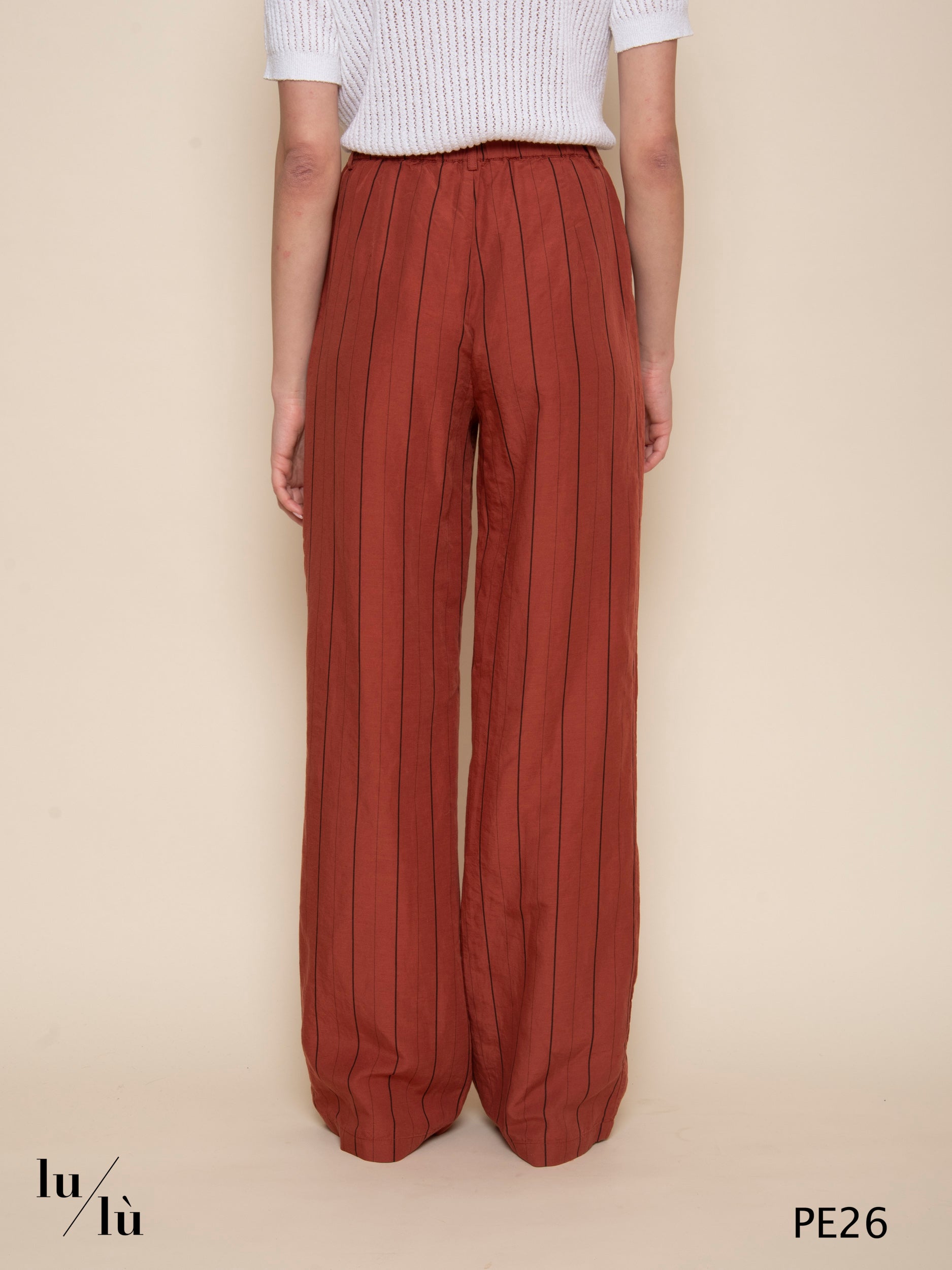 Kaede - Pantalone ampio Tencel e lino rigato