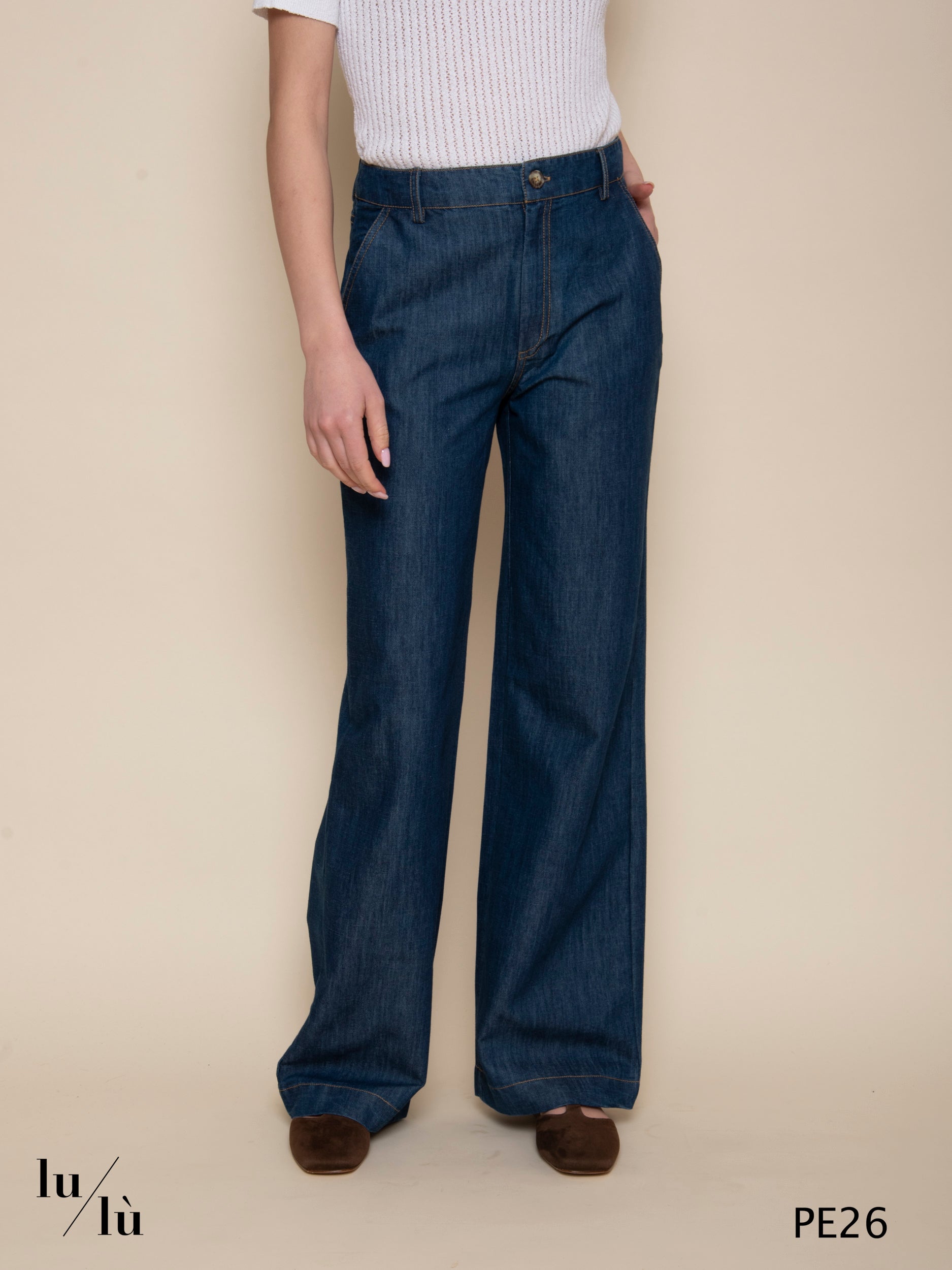 Yasmin - Pantalone jeans wide leg in cotone sostenibile