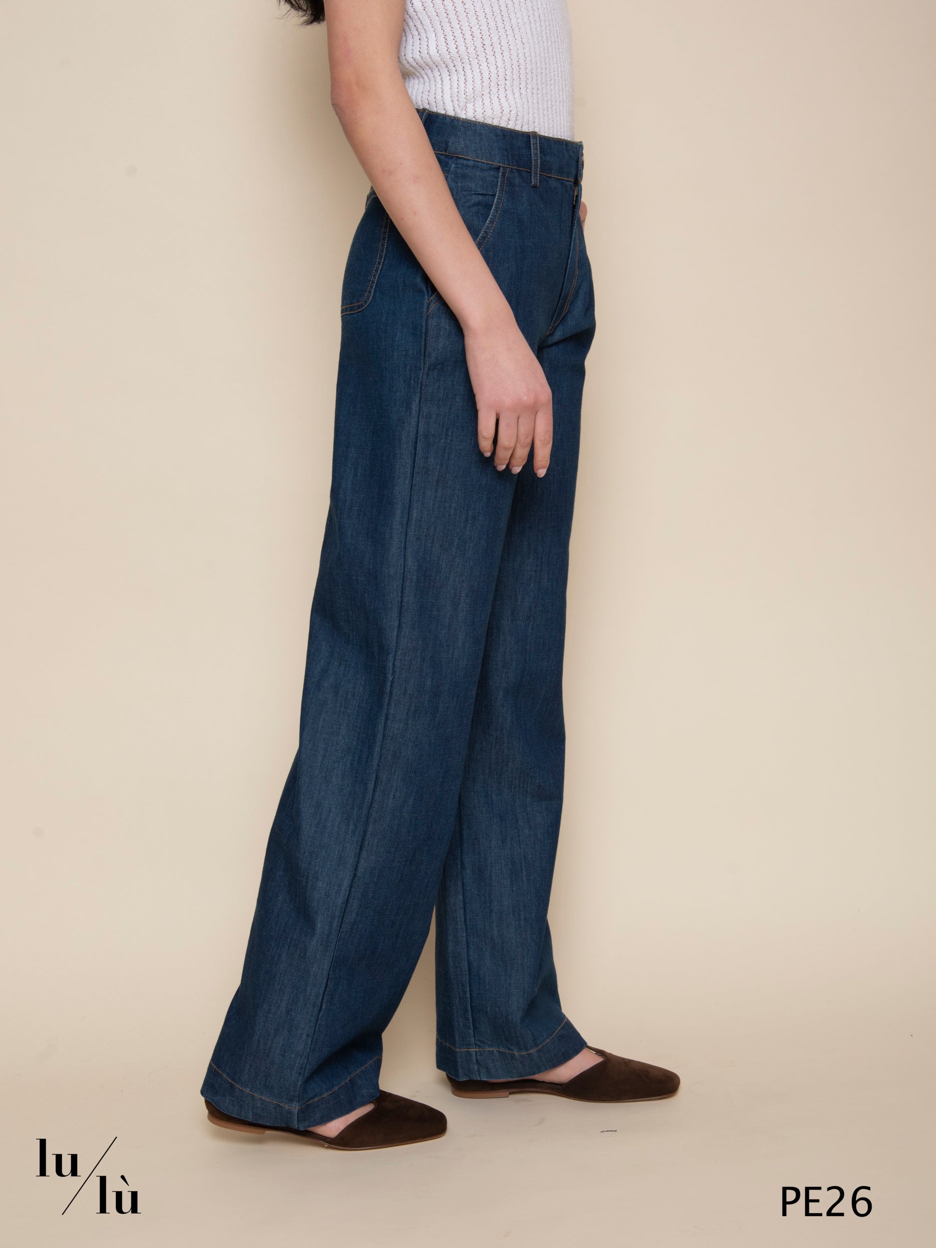Yasmin - Pantalone jeans wide leg in cotone sostenibile