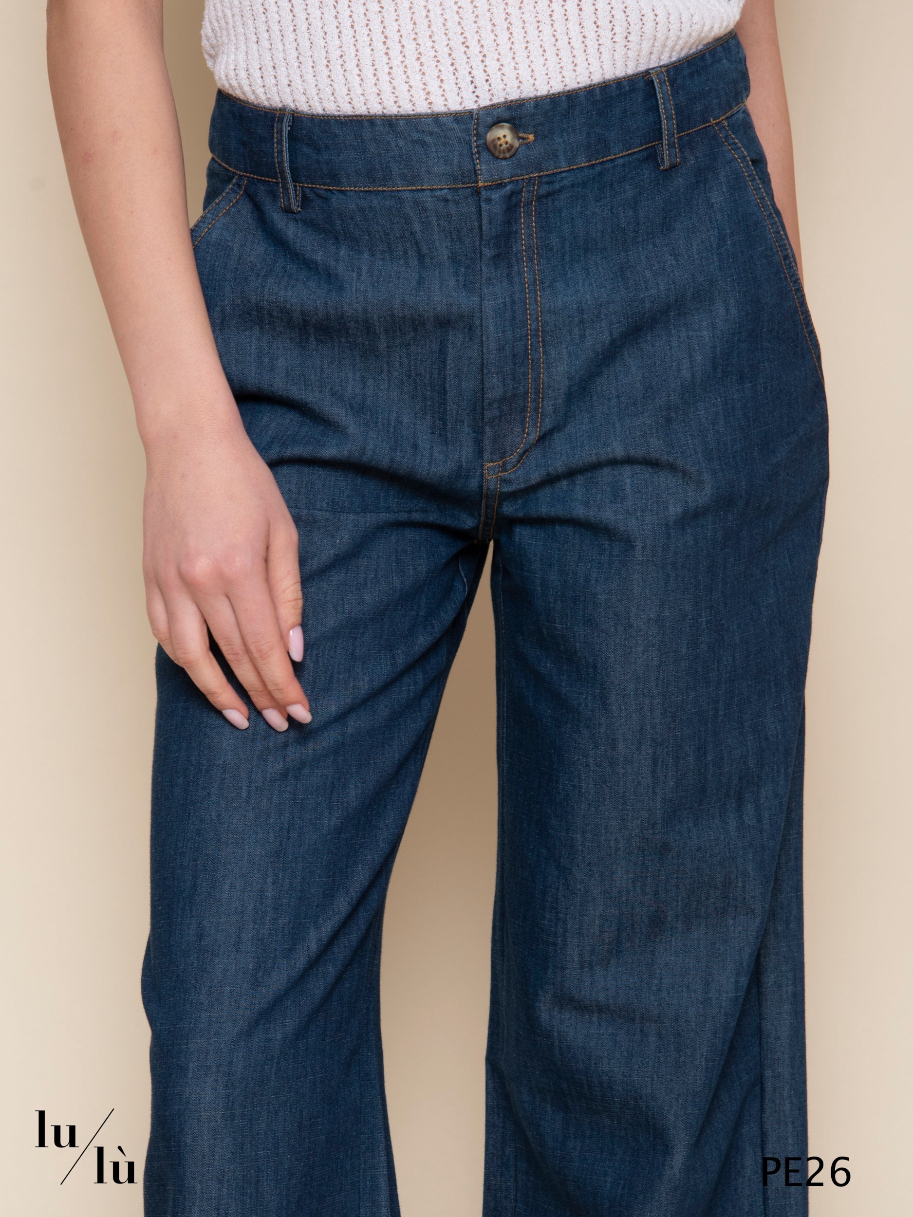 Yasmin - Pantalone jeans wide leg in cotone sostenibile