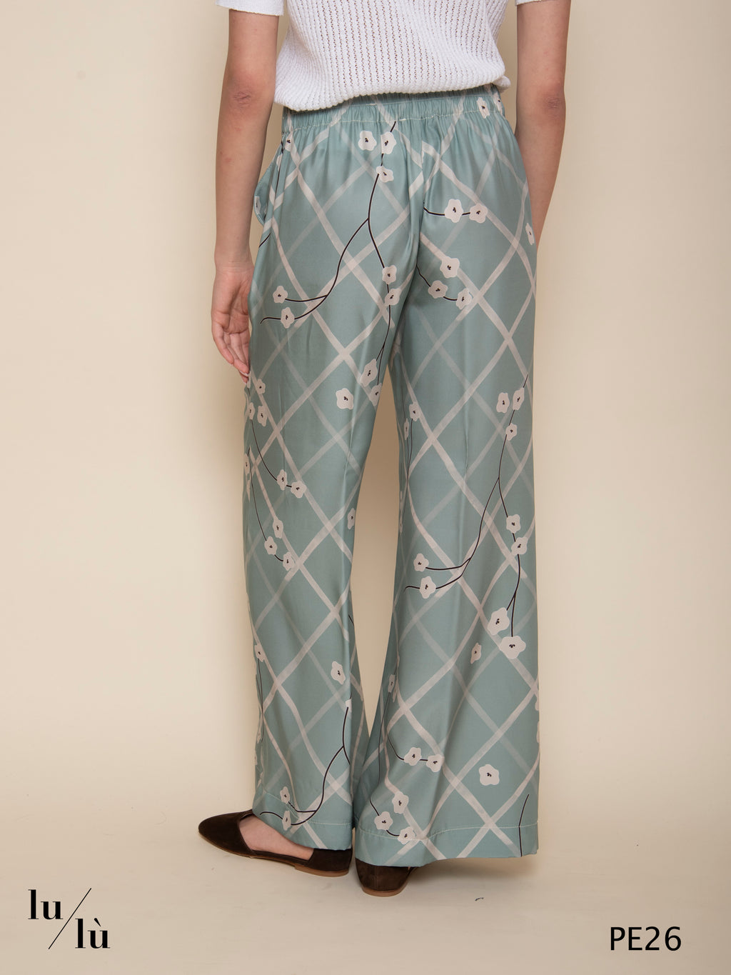 Zahra - Pantalone in pura seta stampata con motivo floreale e geometrico