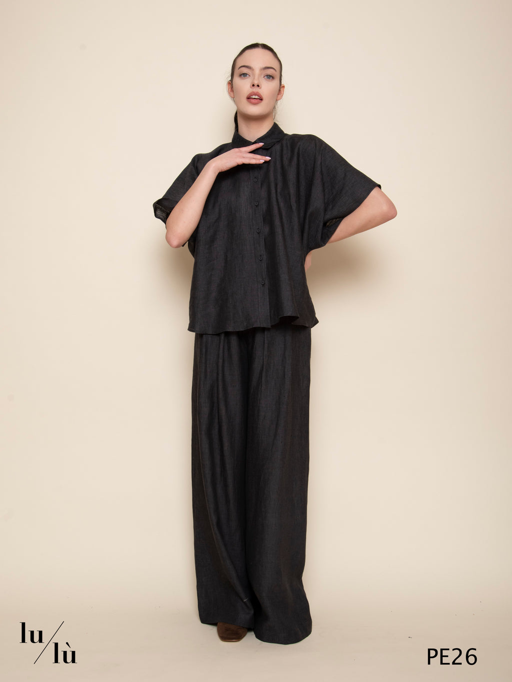 Brooklin - Camicia donna boxy in lino con maniche kimono