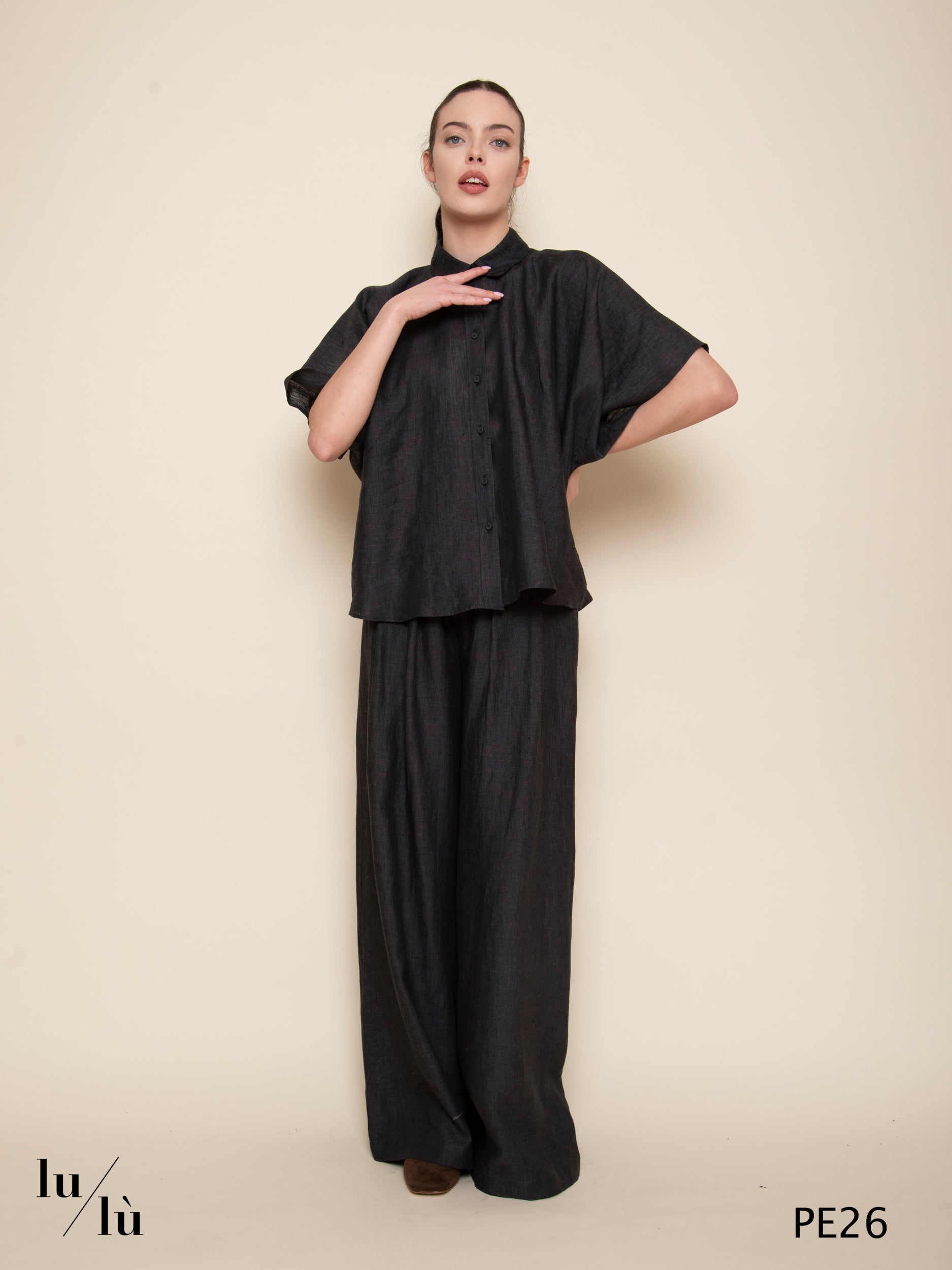 Brooklin - Camicia donna boxy in lino con maniche kimono