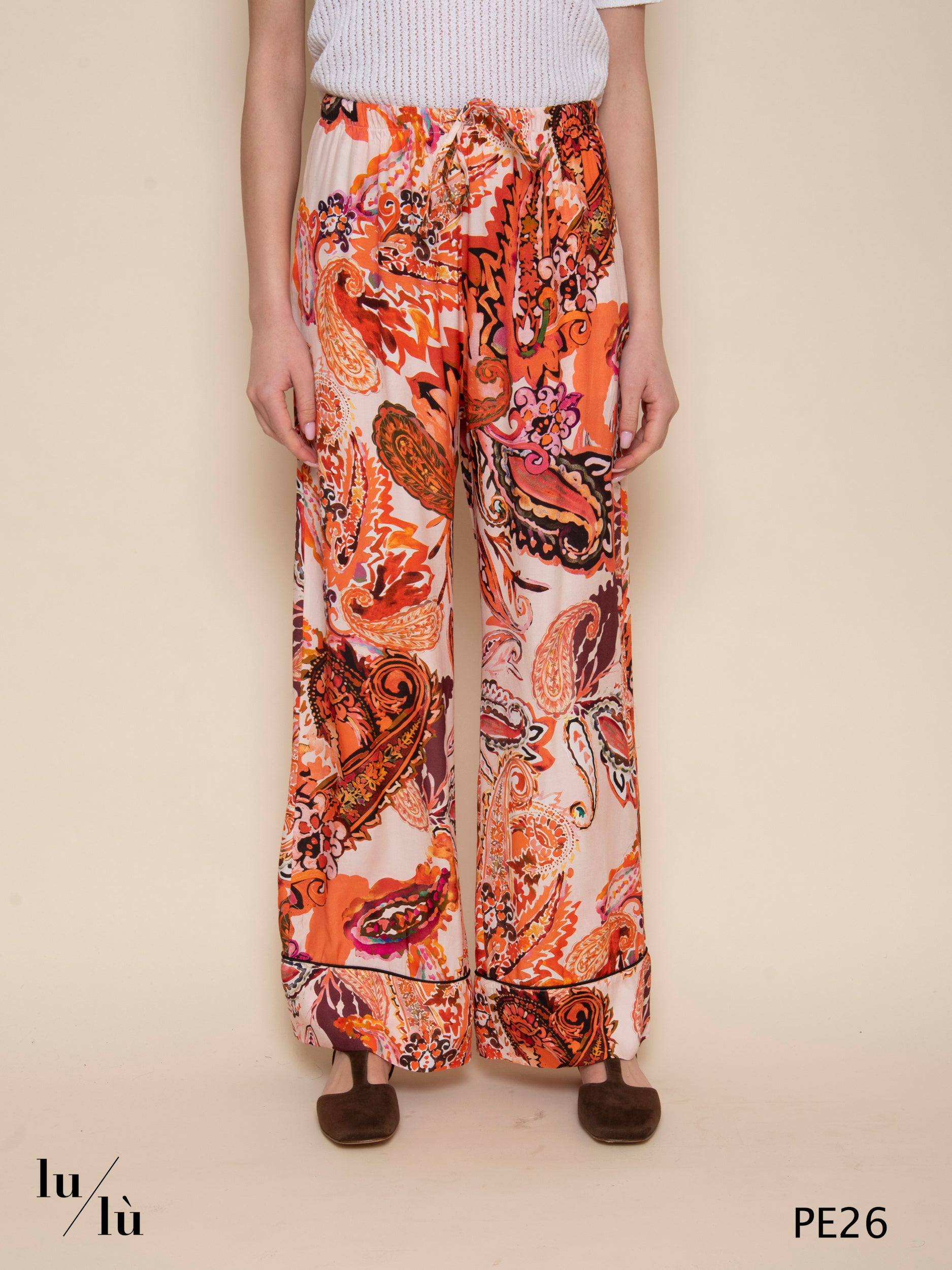 Rania - Pantalone palazzo stampa paisley in viscosa