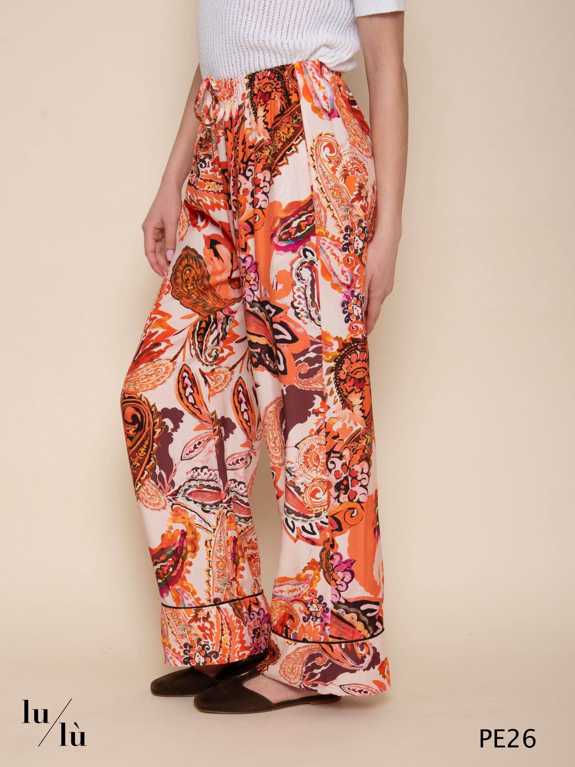 Rania - Pantalone palazzo stampa paisley in viscosa