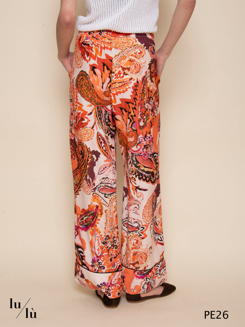 Rania - Pantalone palazzo stampa paisley in viscosa