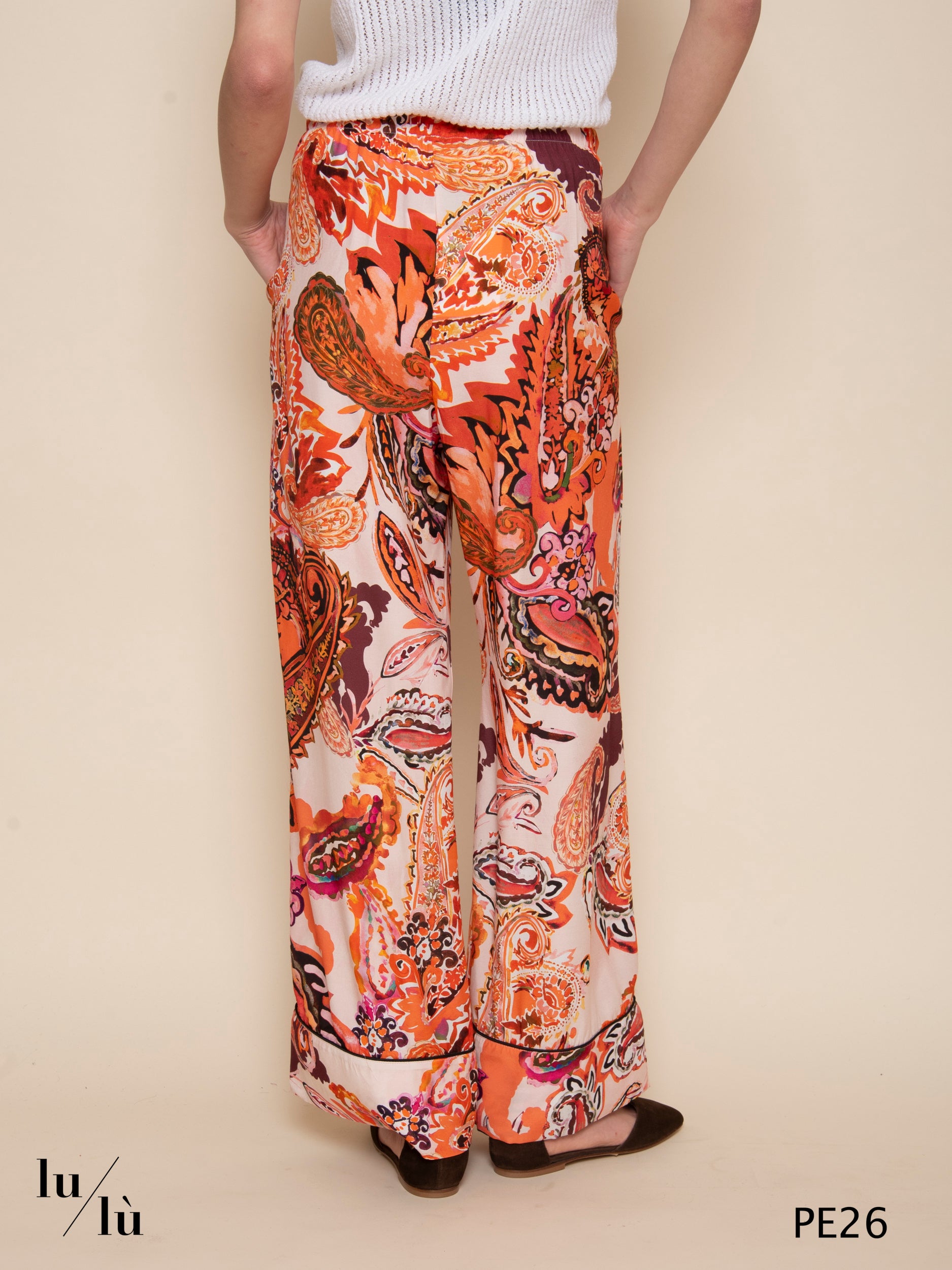 Rania - Pantalone palazzo stampa paisley in viscosa