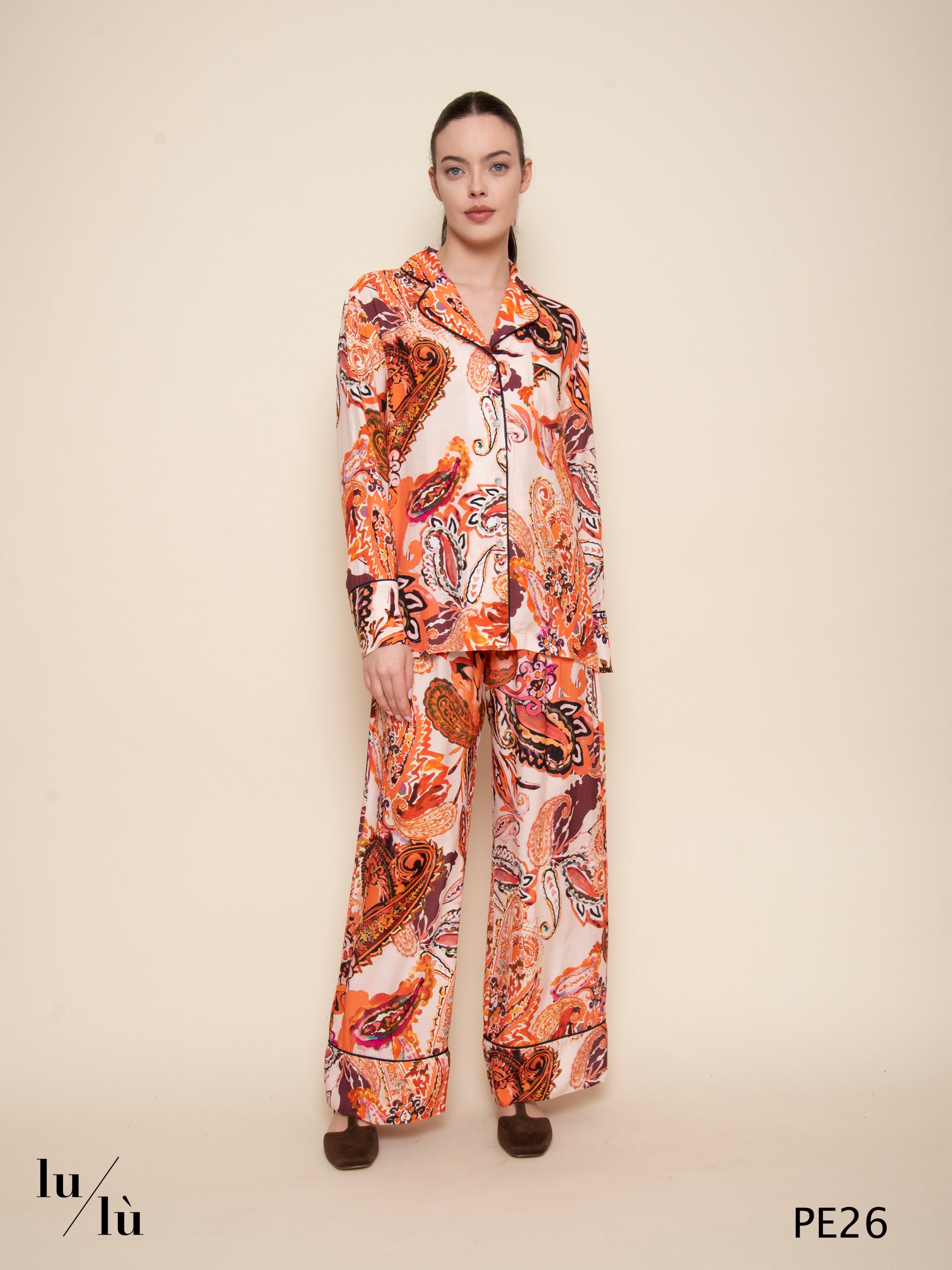 Rania - Pantalone palazzo stampa paisley in viscosa