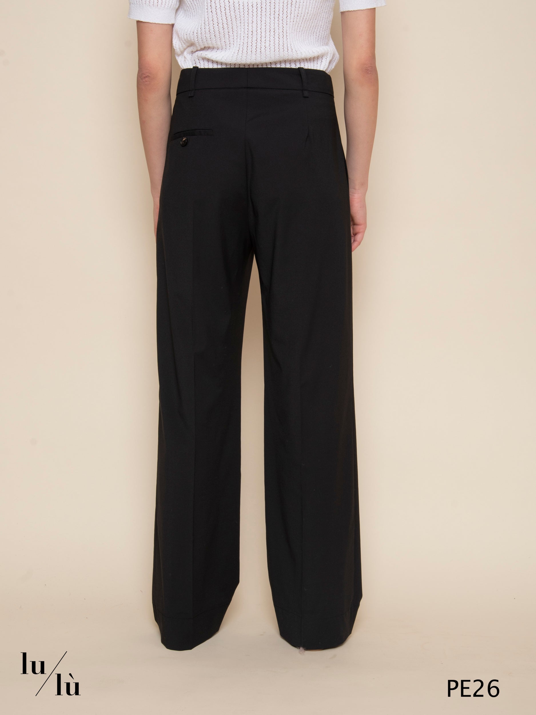 Róisín - Pantalone dritto nero lana stretch