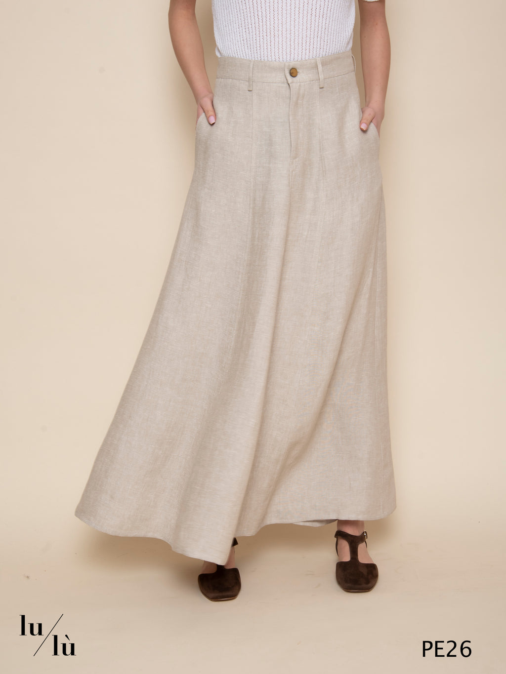 Aisha - Gonna lunga in lino grezzo naturale