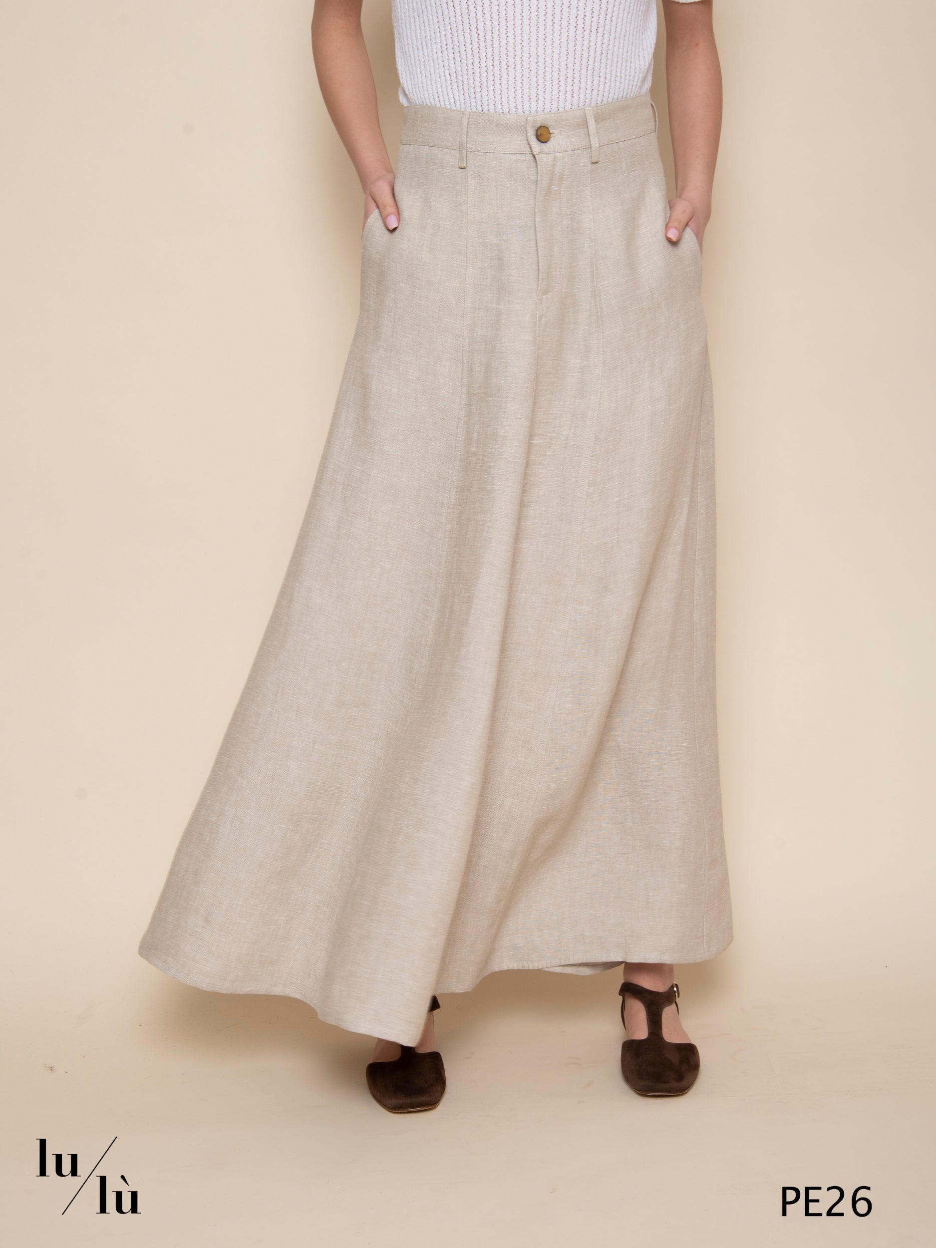 Aisha - Gonna lunga in lino grezzo naturale