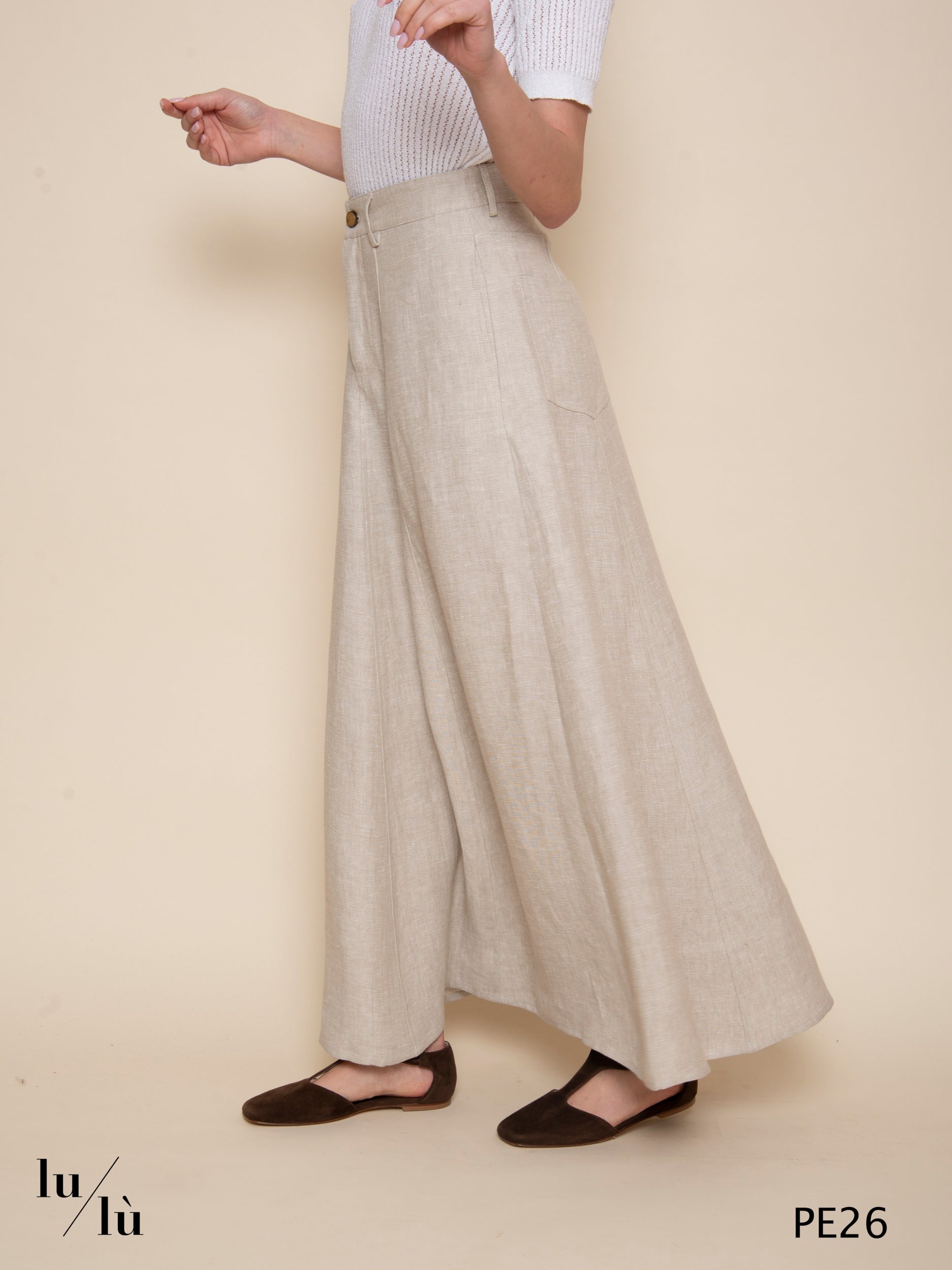 Aisha - Gonna lunga in lino grezzo naturale