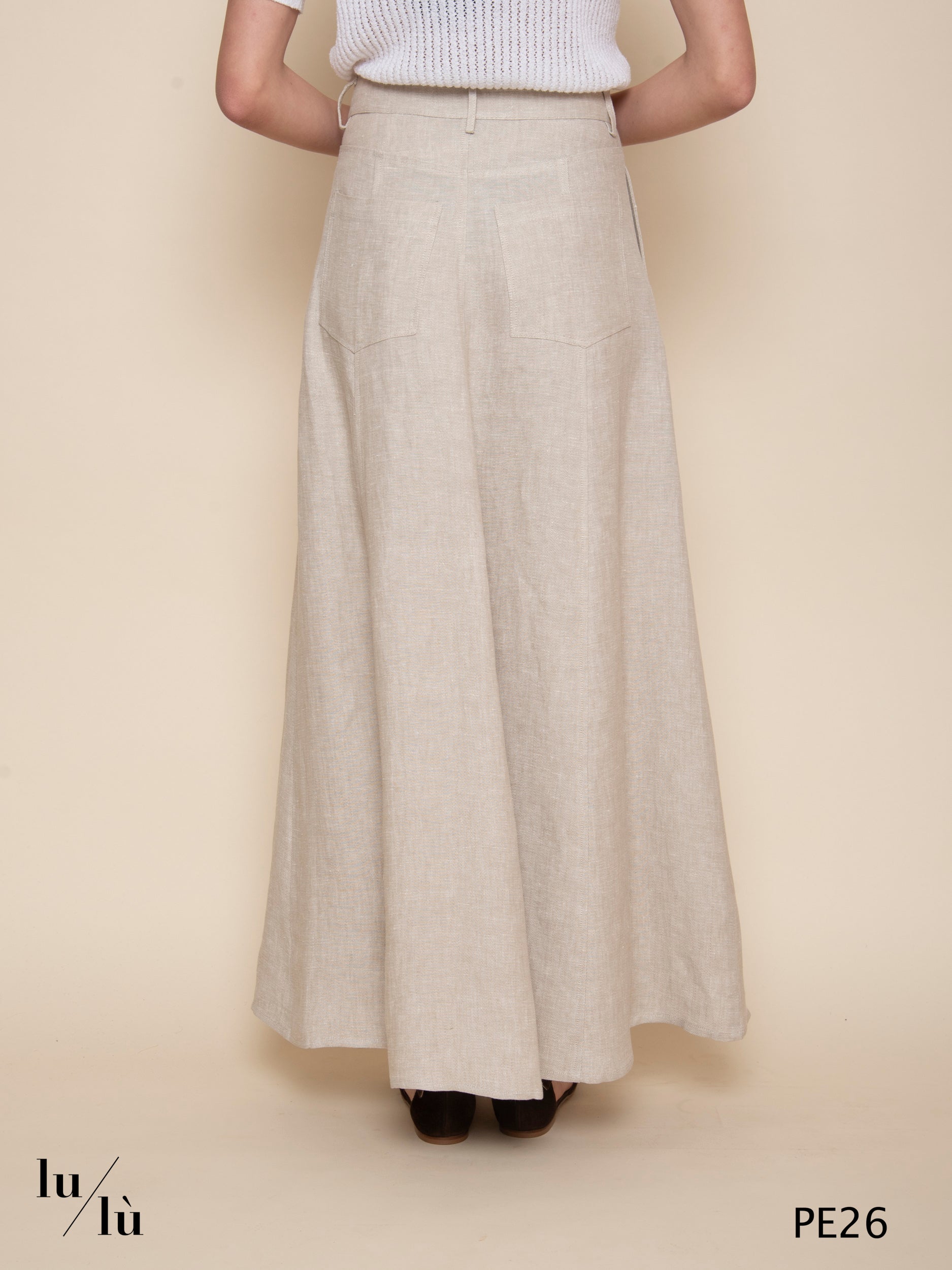 Aisha - Gonna lunga in lino grezzo naturale