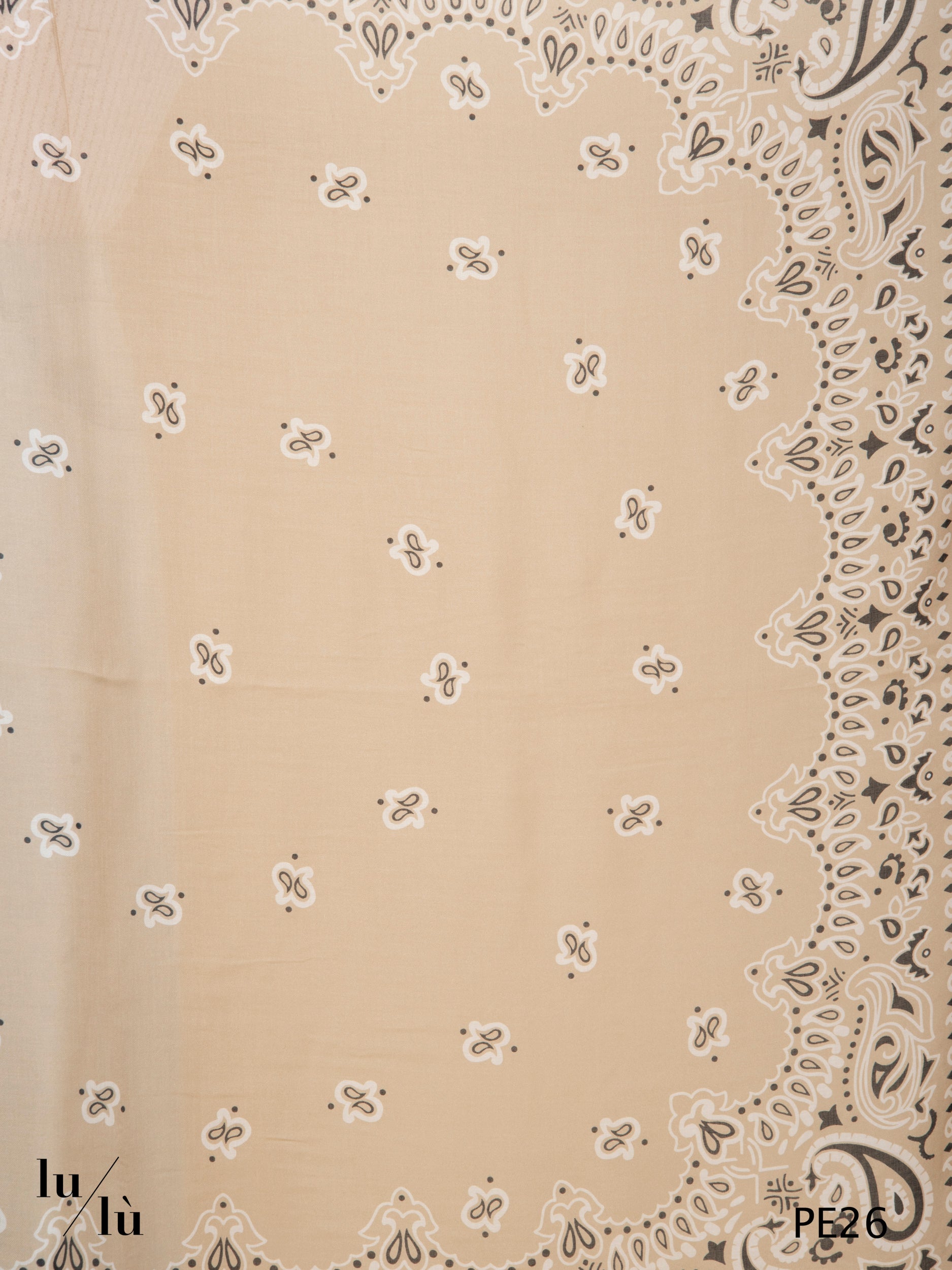 Timo Beige - Foulard in modal e cashmere quadrato stampa bandana