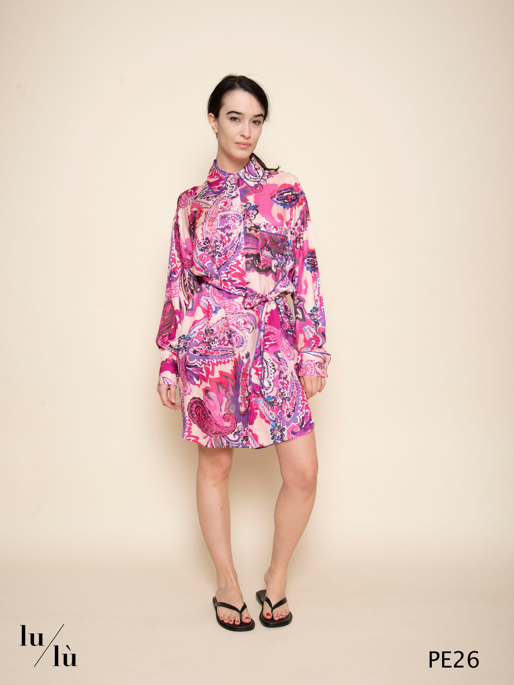 Kailani - Abito camicia stampato in viscosa con cintura