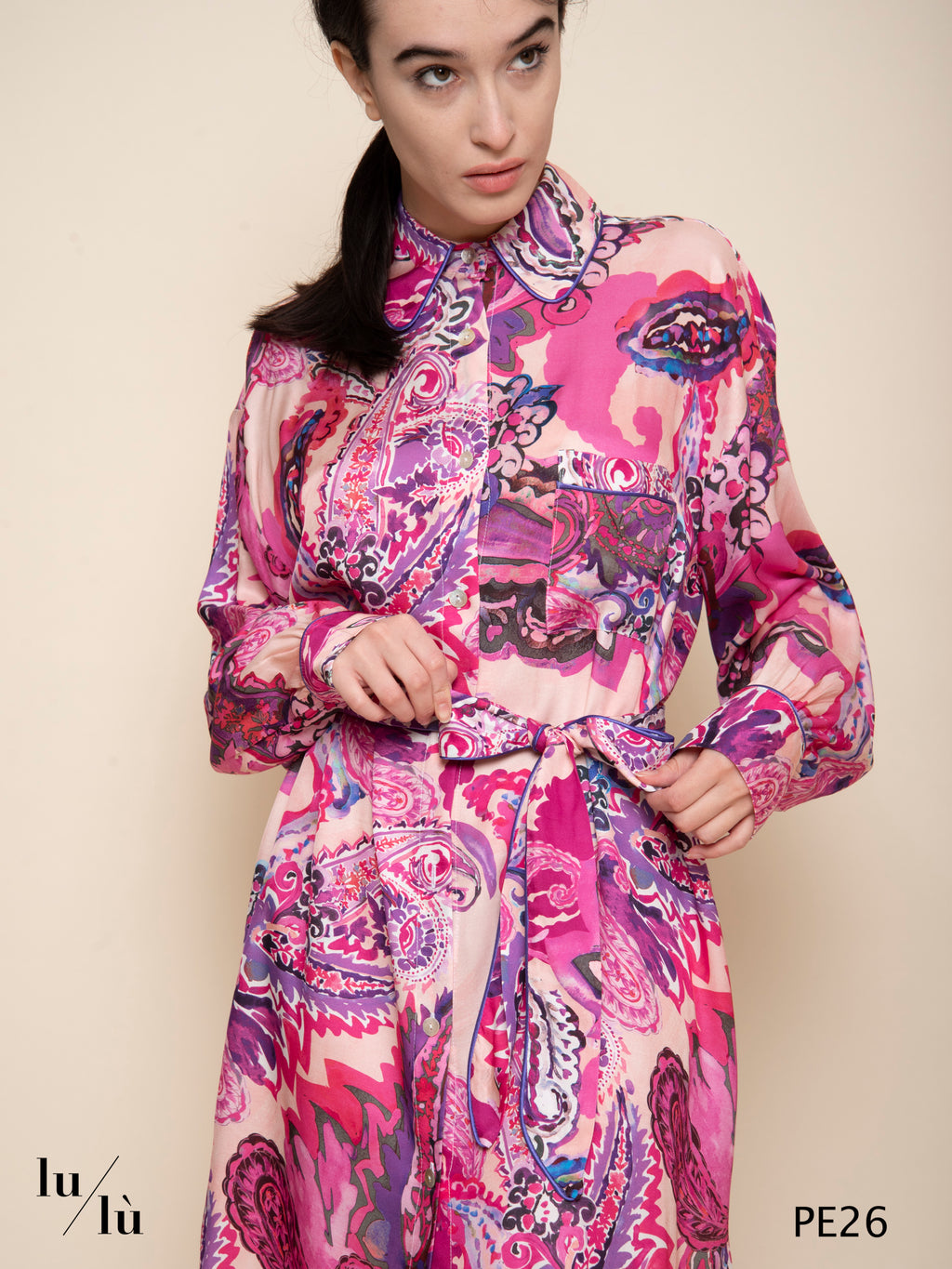 Kailani - Abito camicia stampato in viscosa con cintura
