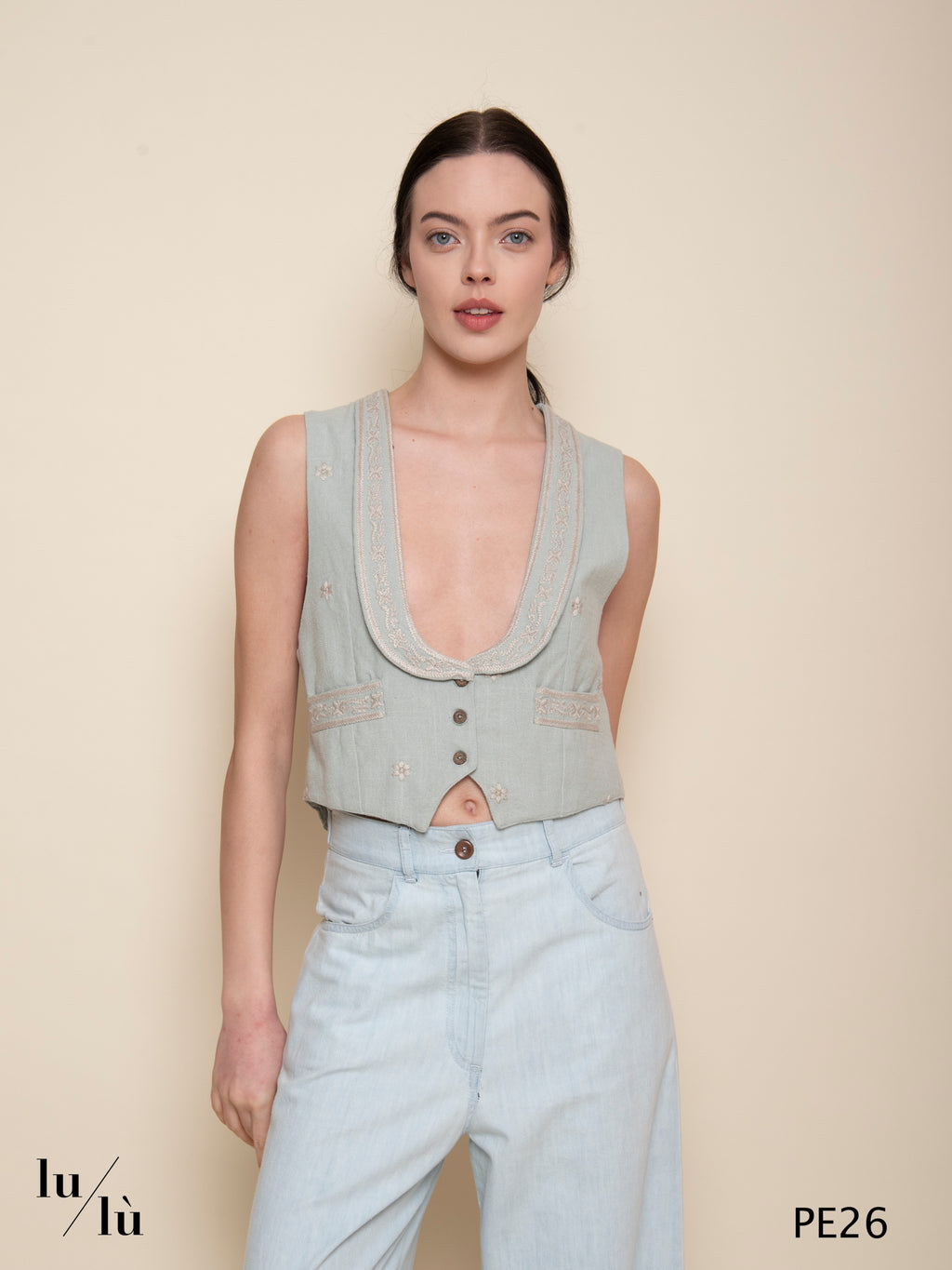 Filippo - Gilet donna in cotone con ricami