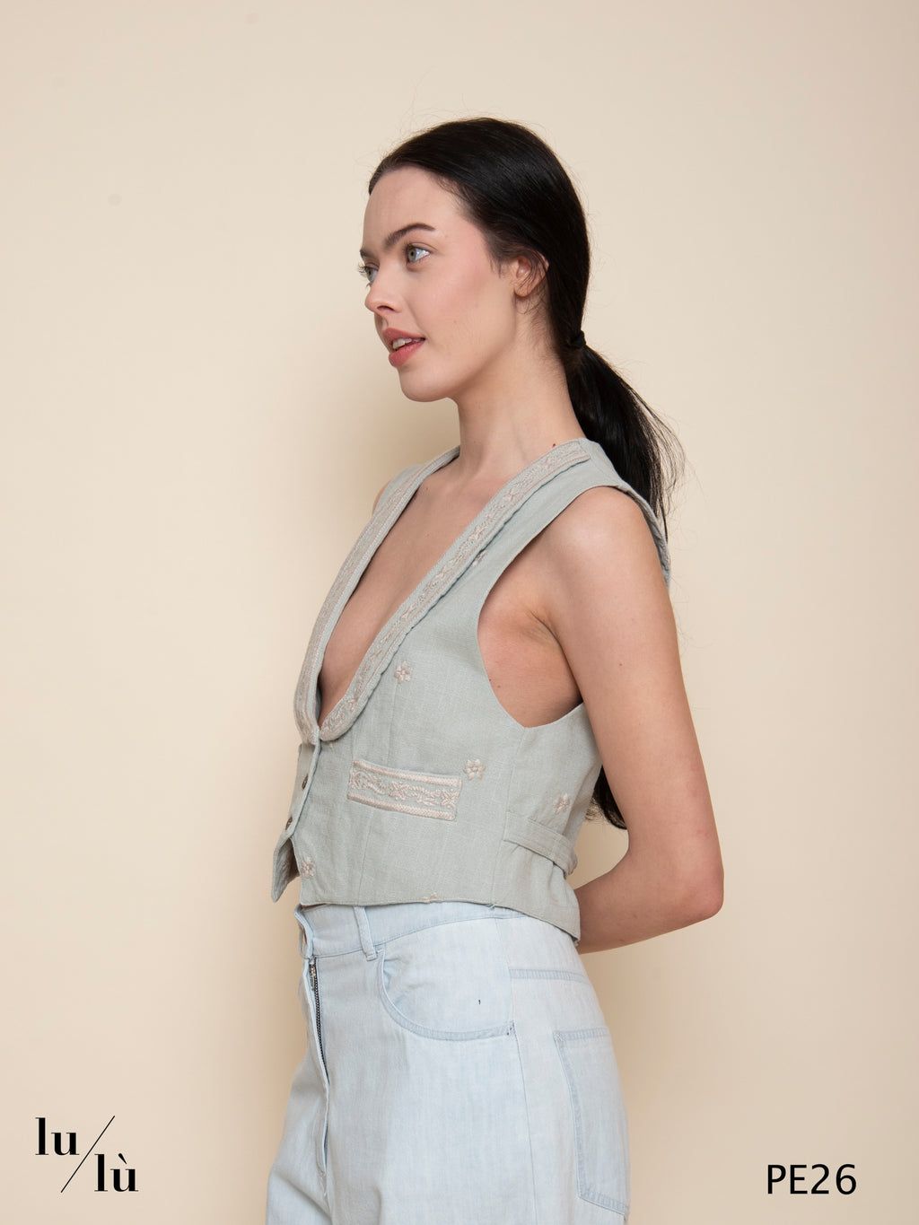 Filippo - Gilet donna in cotone con ricami