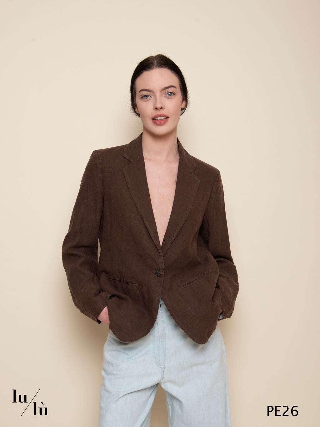 Virna - Blazer in puro lino semifoderato