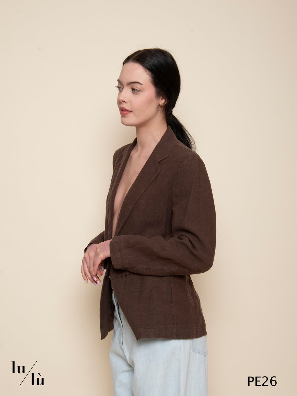 Virna - Blazer in puro lino semifoderato