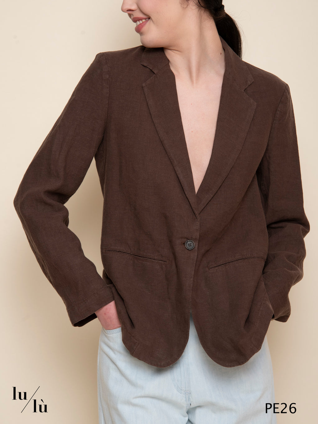 Virna - Blazer in puro lino semifoderato