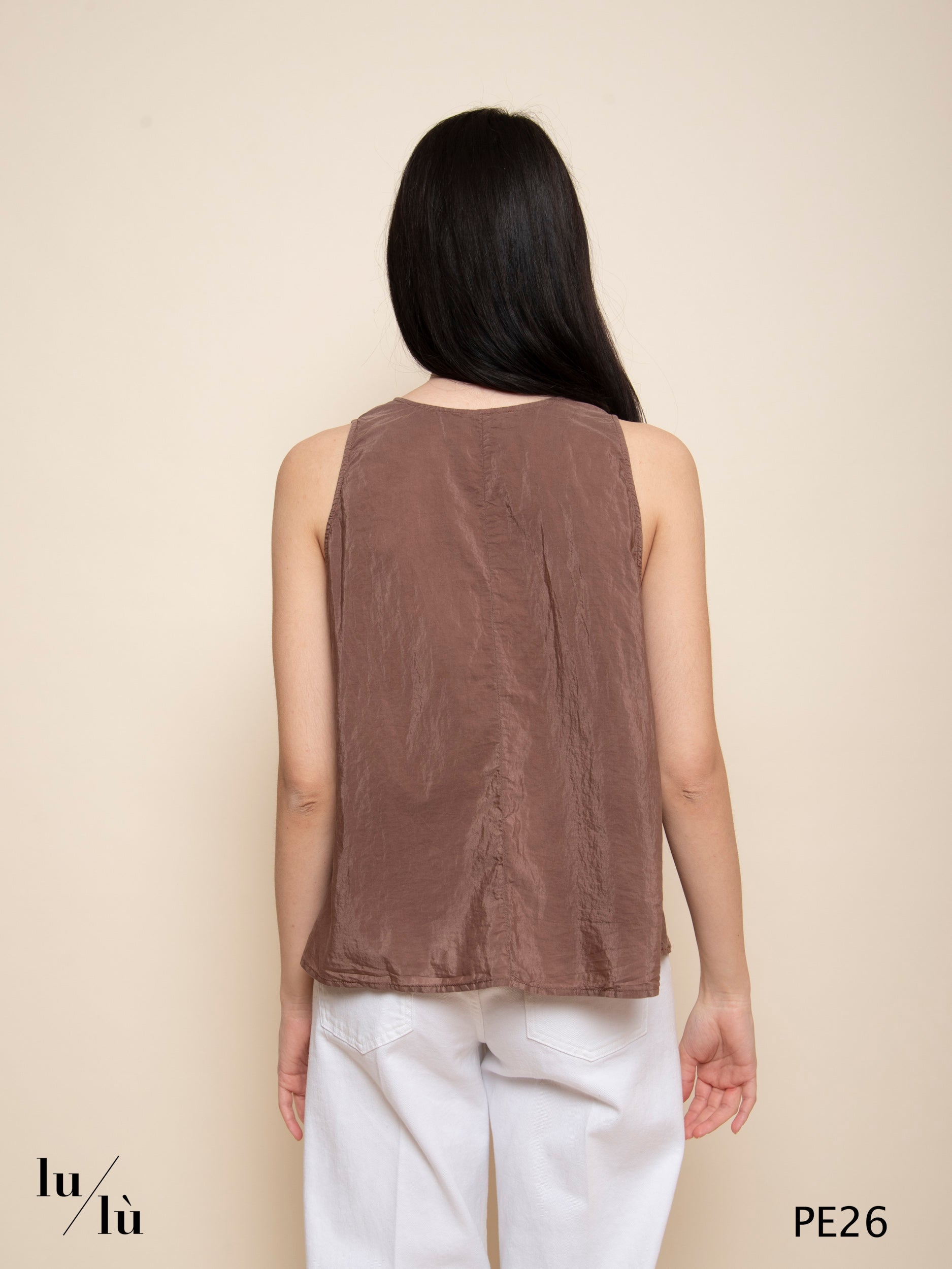 Anahit - Top smanicato in seta e cotone
