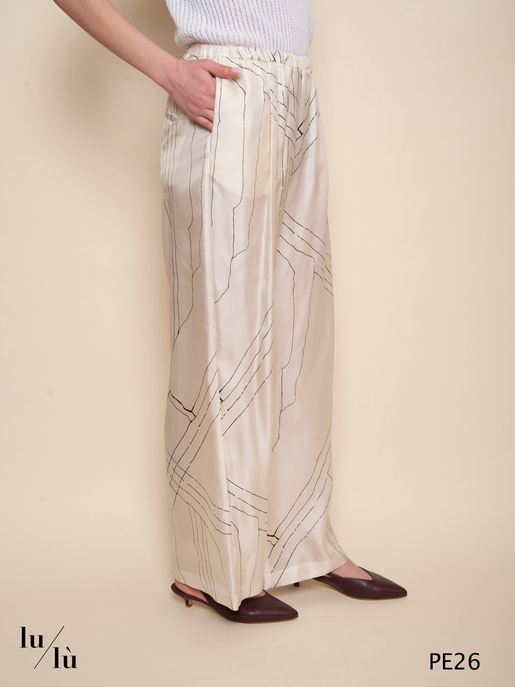 Nino - Pantalone in seta stampata