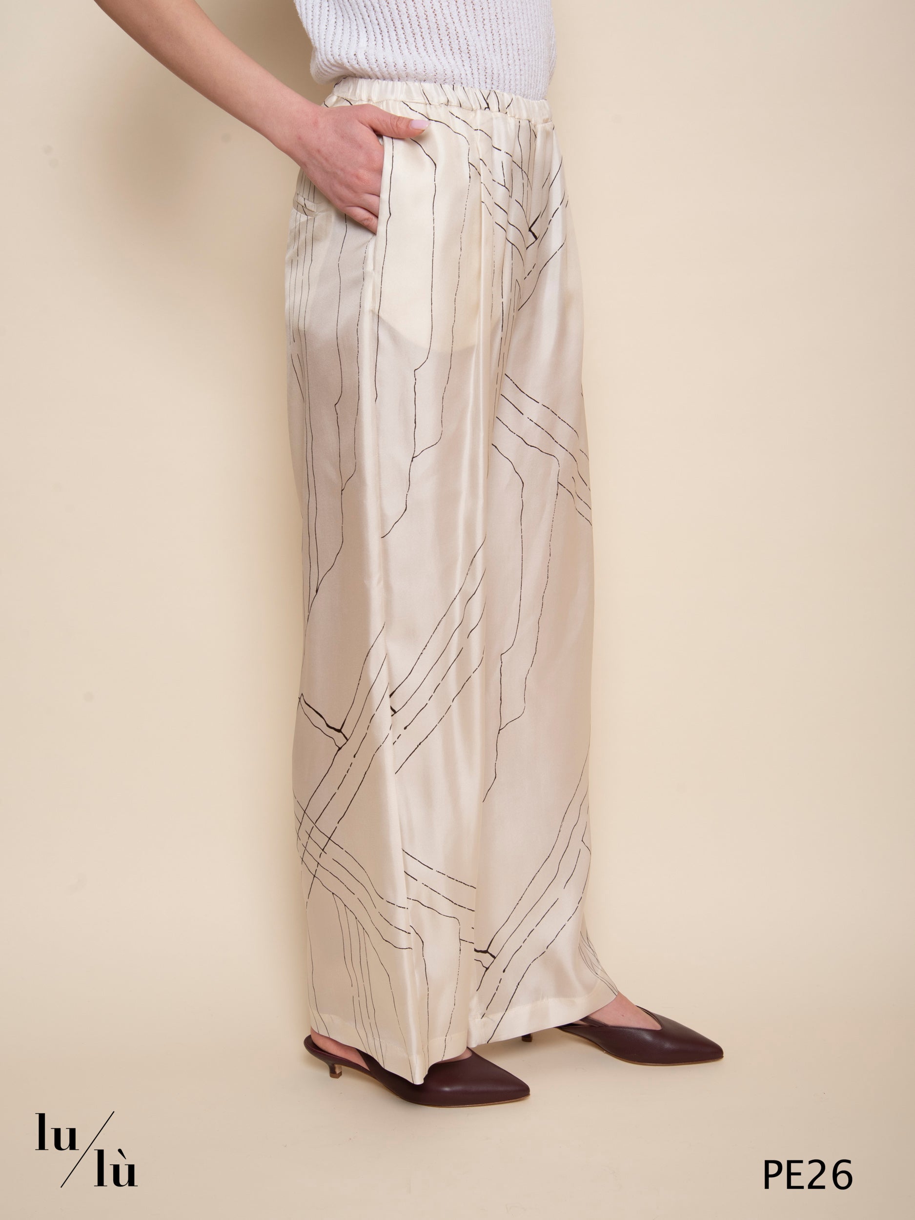 Nino - Pantalone in seta stampata