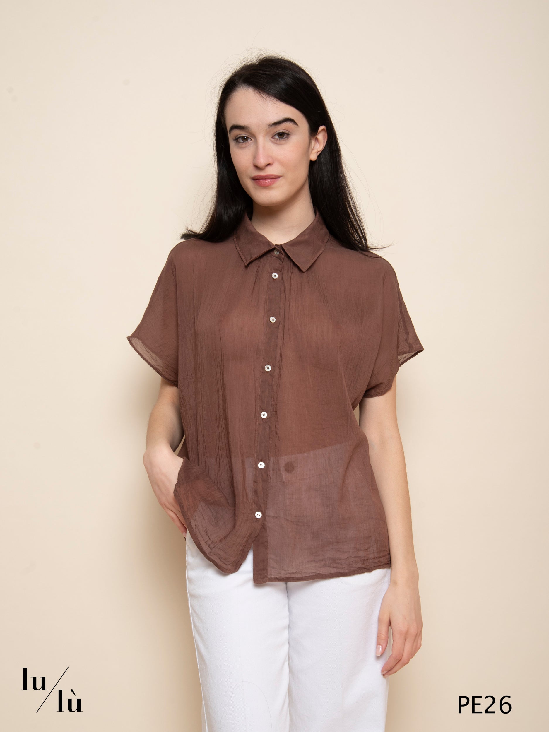 Nava - Camicia in cotone e seta con maniche ampie