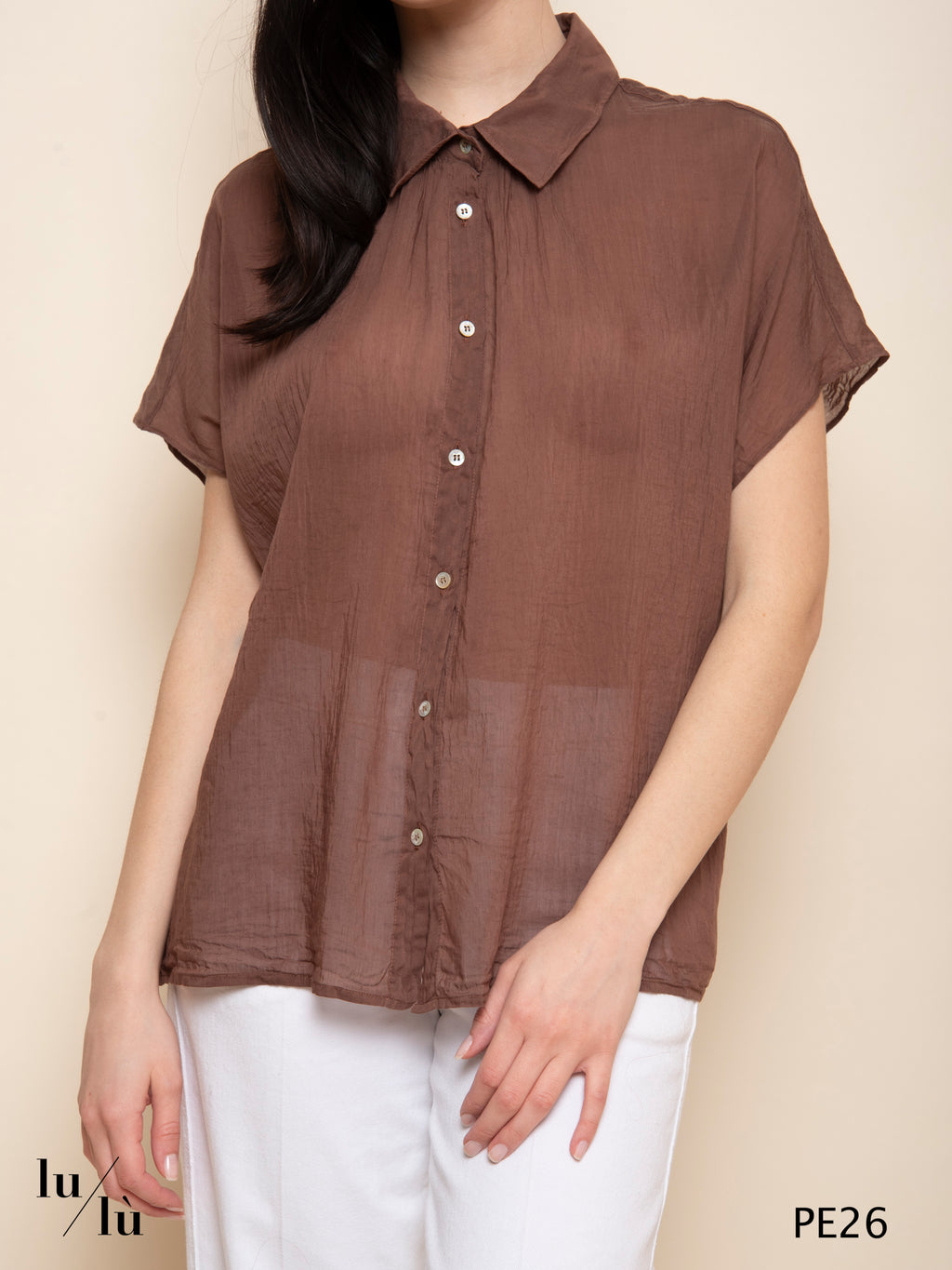 Nava - Camicia in cotone e seta con maniche ampie