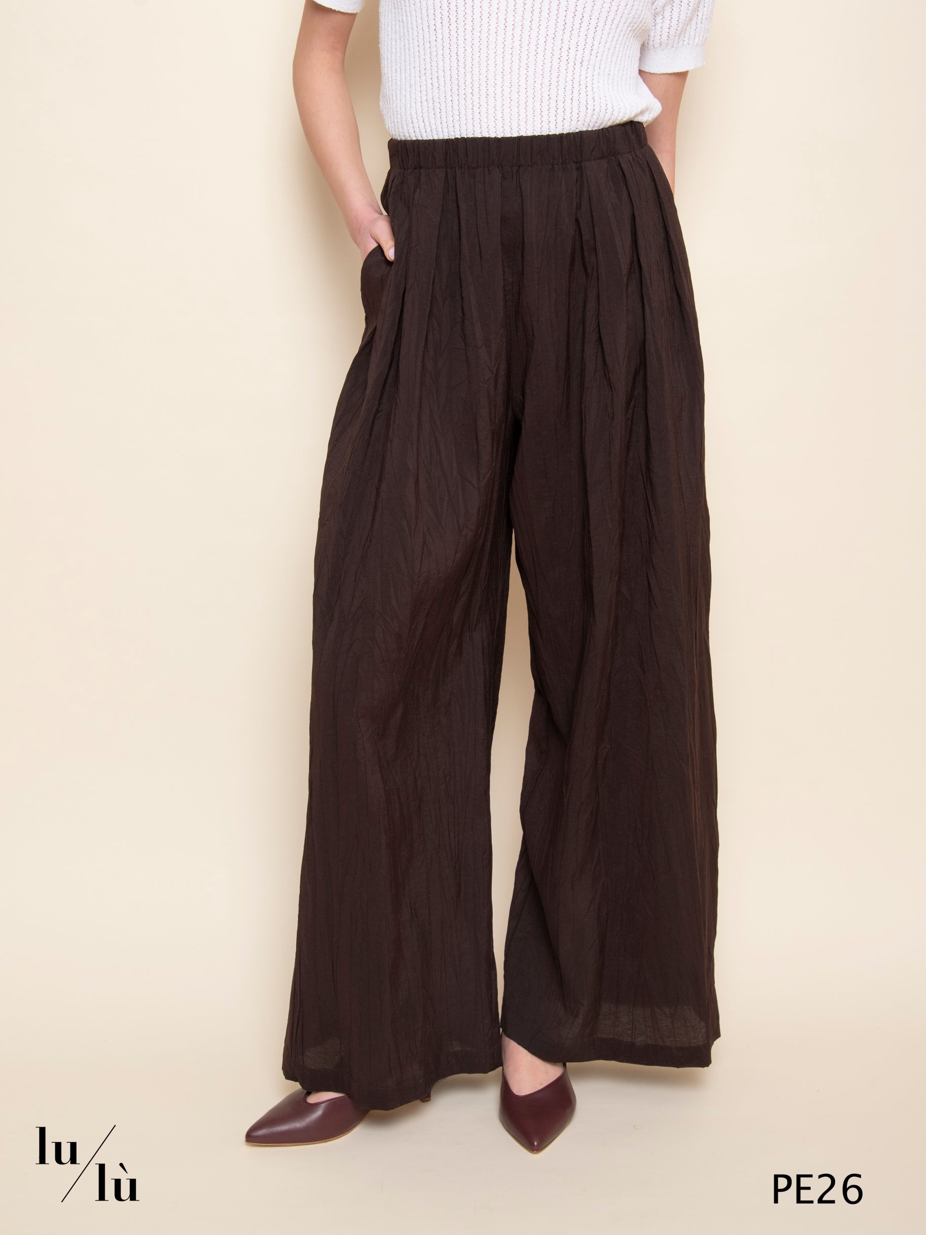 Liora - Pantalone ampio froisse viscosa e poliestere