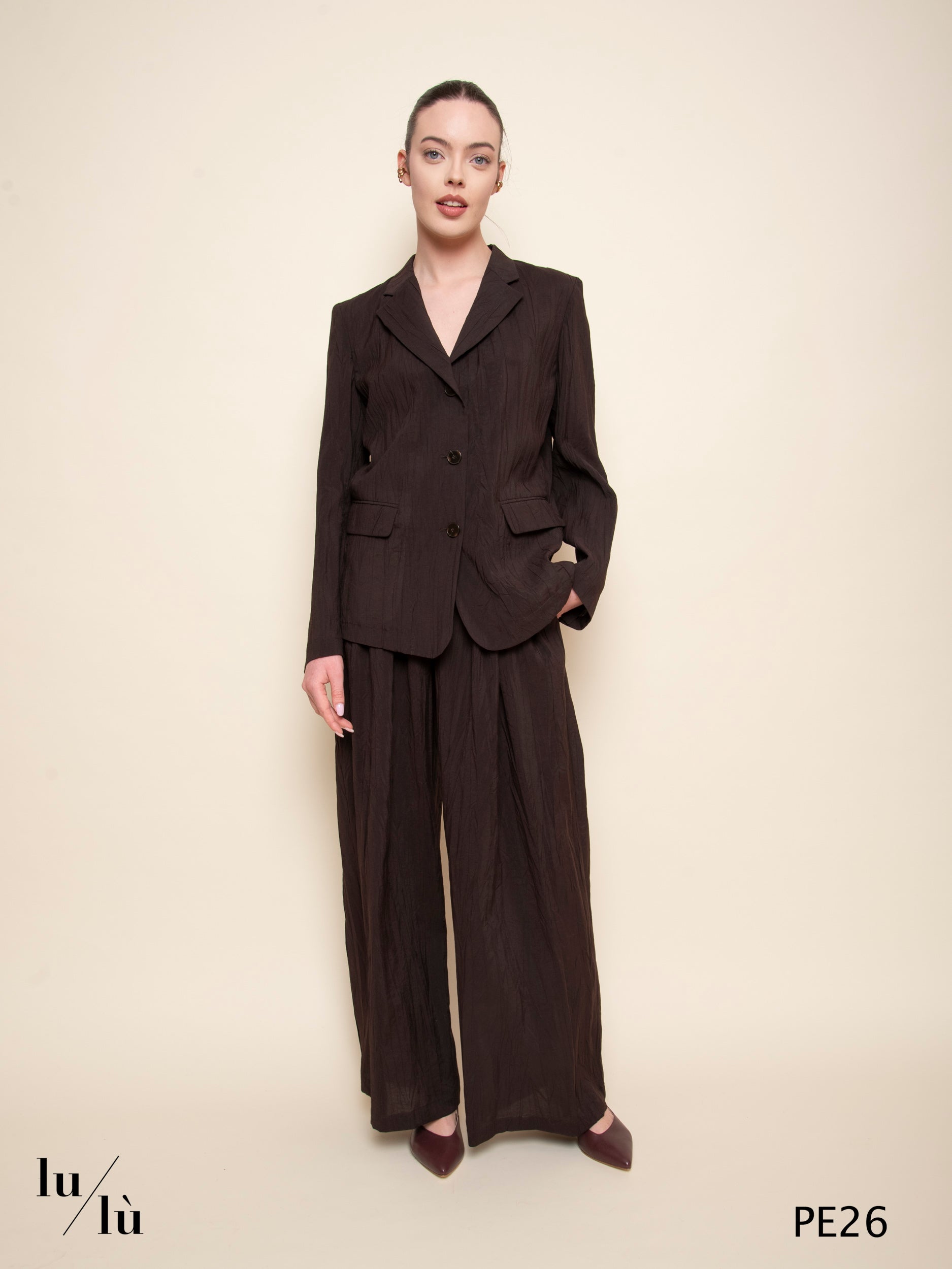 Liora - Pantalone ampio froisse viscosa e poliestere