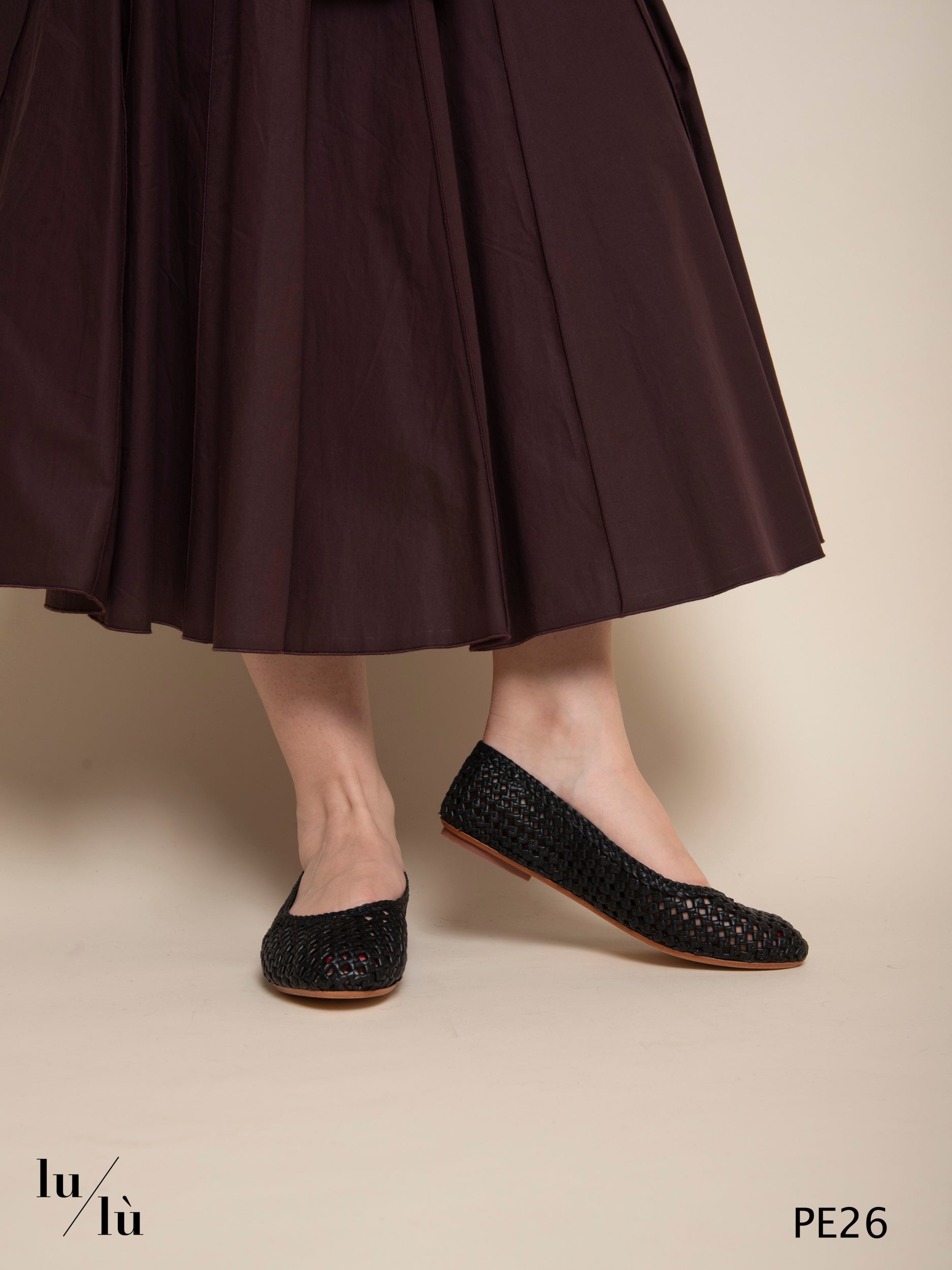 Flower Black - Ballerina intrecciata in pelle