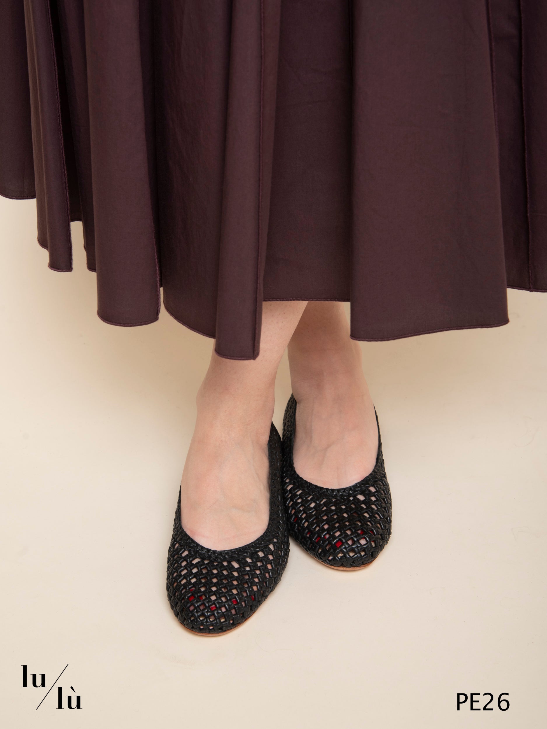 Flower Black - Ballerina intrecciata in pelle