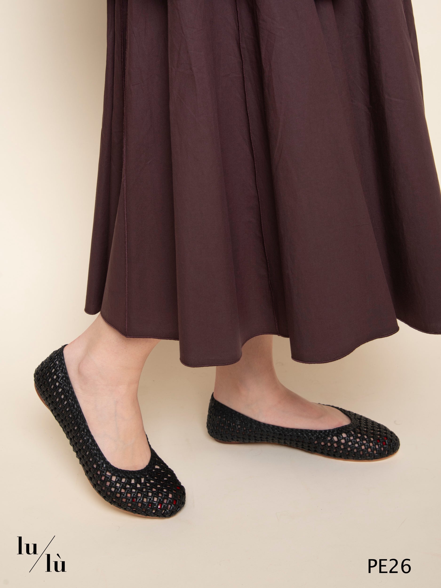 Flower Black - Ballerina intrecciata in pelle